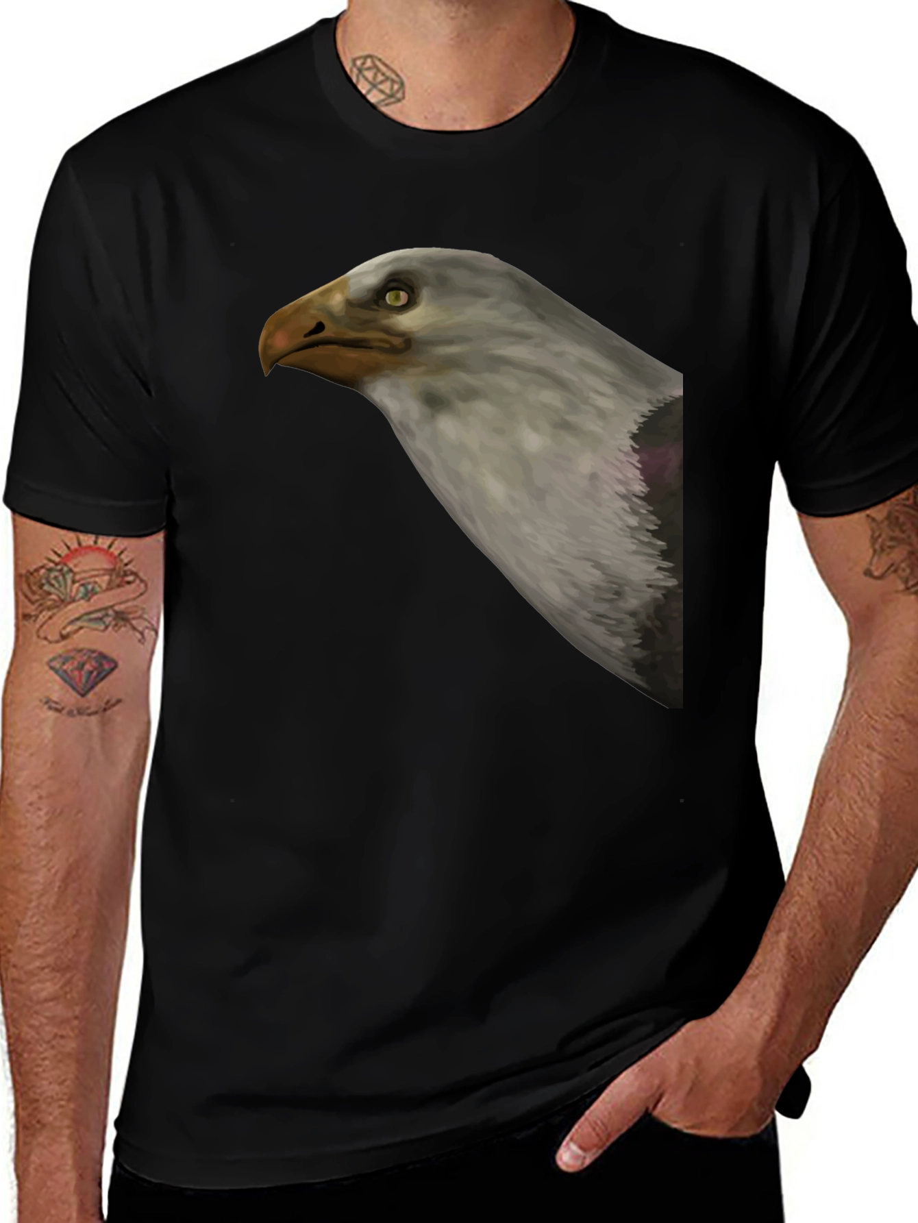 Variant 28 of Eagle Head Graphic Black T-Shirt