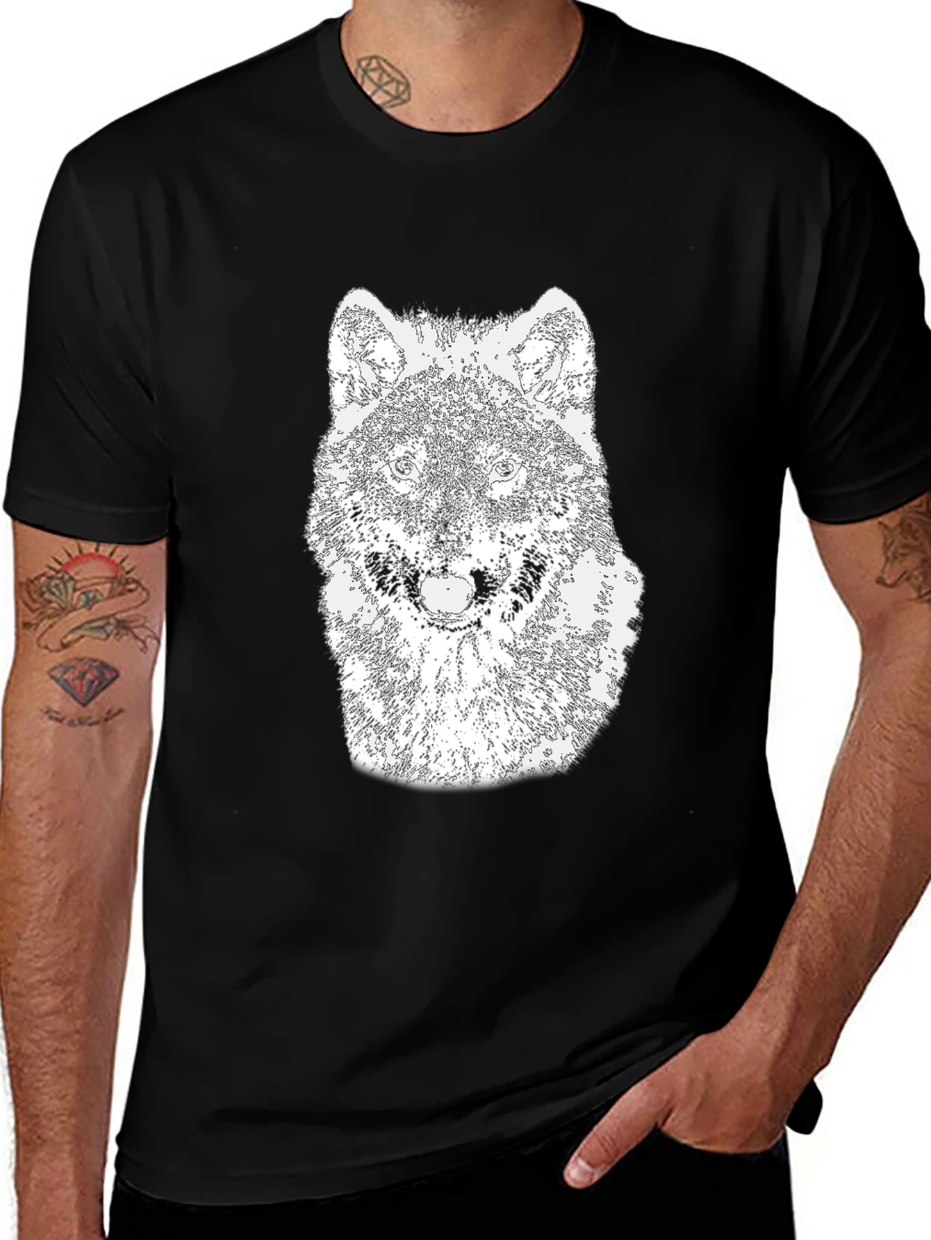 Variant 6 of Wolf Graphic Print Black T-Shirt