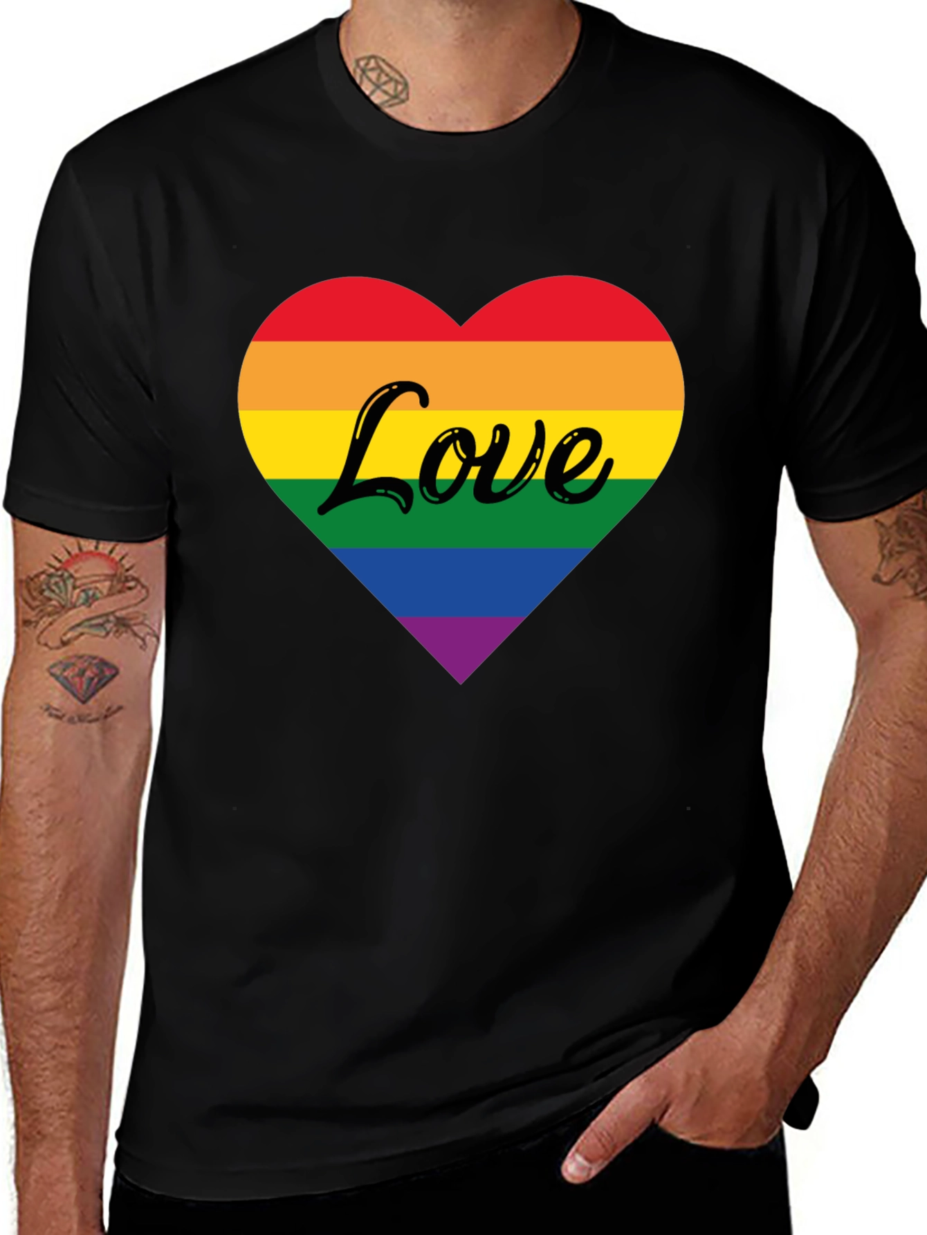 Variant 13 of Rainbow Heart Love T-Shirt - Pride Apparel