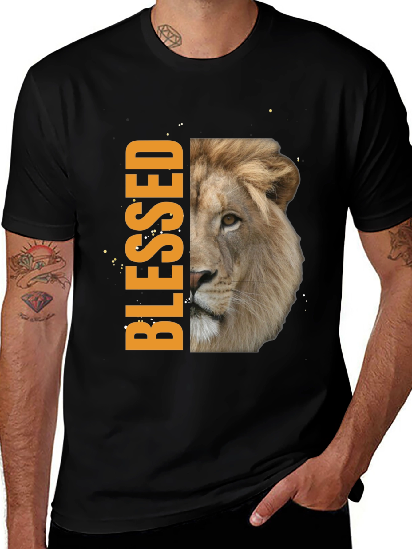 Variant 21 of Blessed Lion Graphic Tee - Stylish & Inspiring Men's T-Shirt