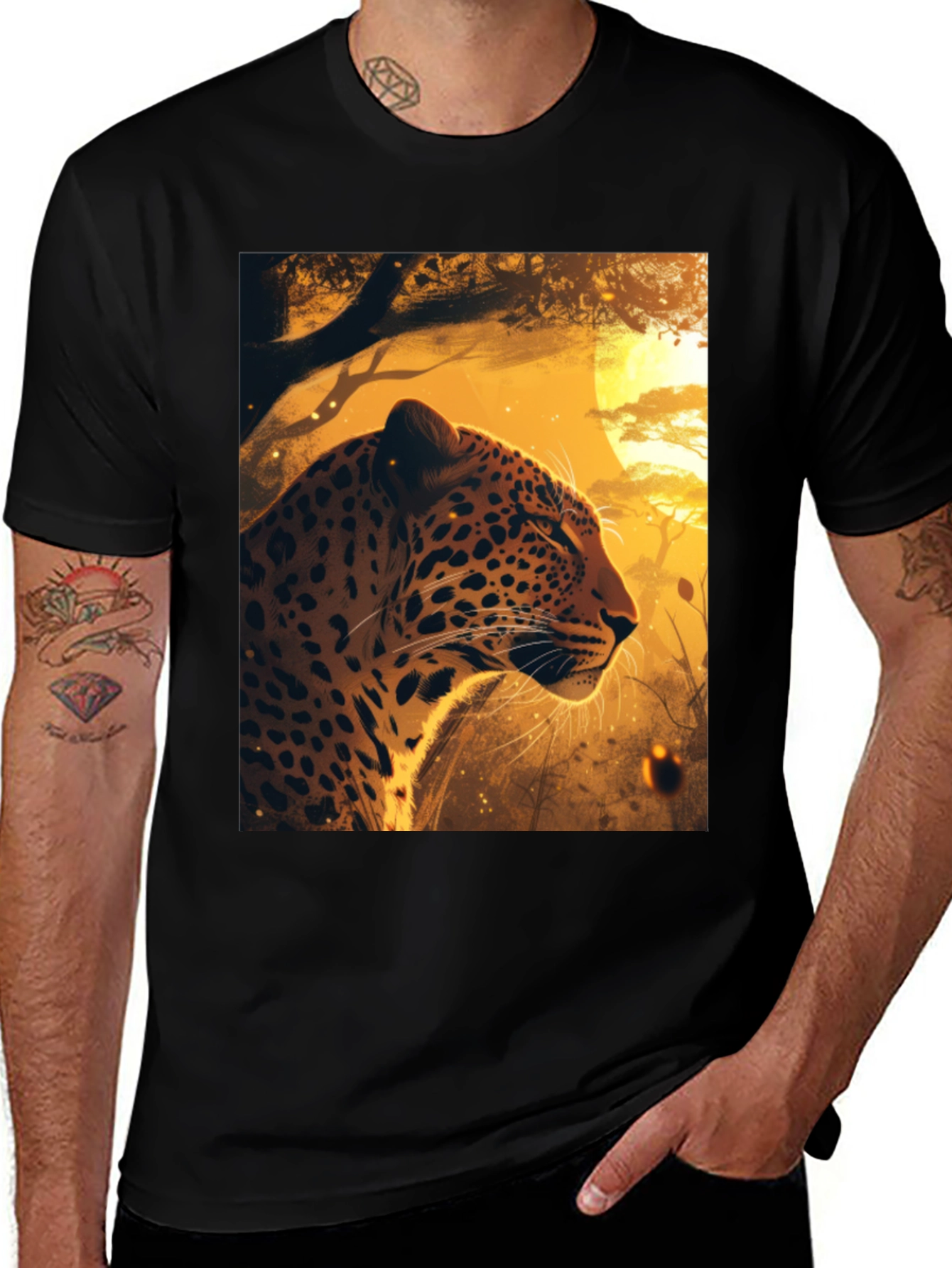 Variant 7 of Leopard Graphic Tee - Wild Style Black T-Shirt