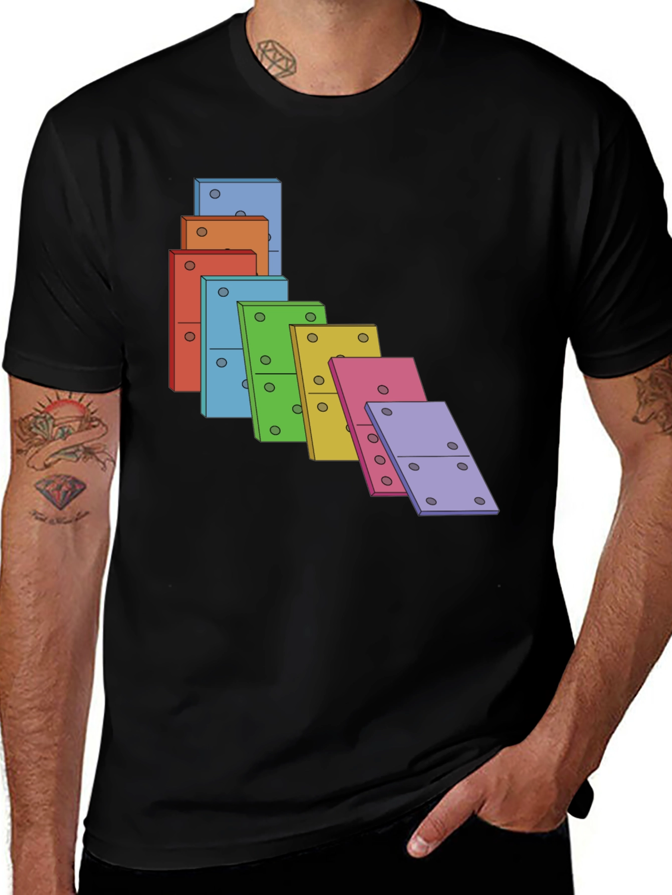 Variant 19 of Colorful Falling Domino T-Shirt