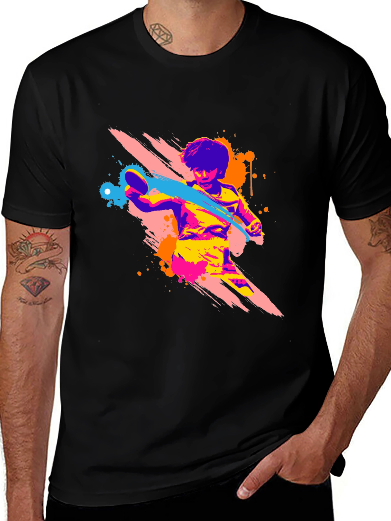 Variant 29 of Funky Graphic Print T-Shirt - Table Tennis Player