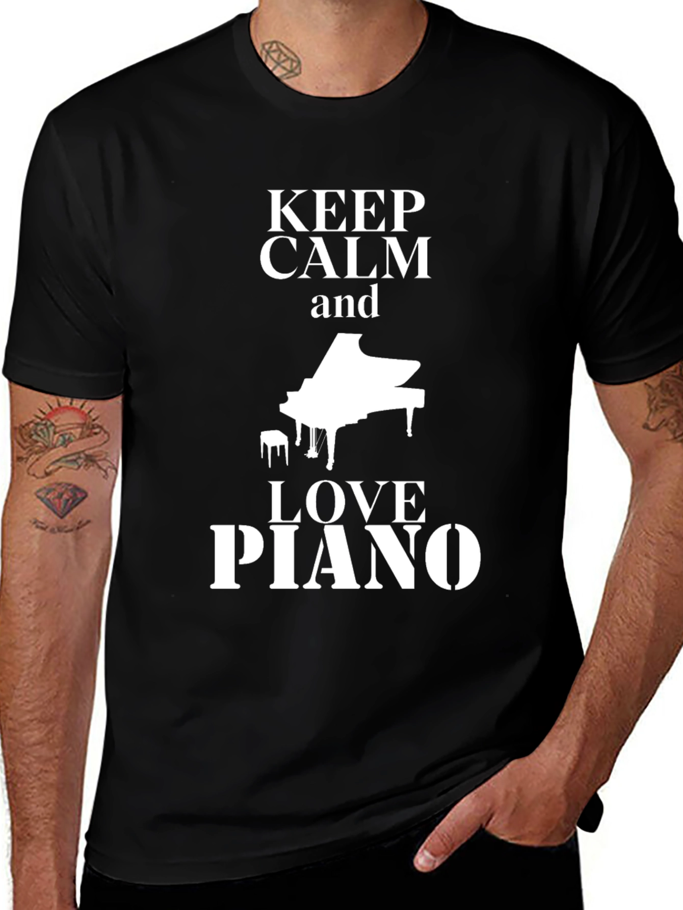 Variant 19 of Keep Calm & Love Piano Black T-Shirt