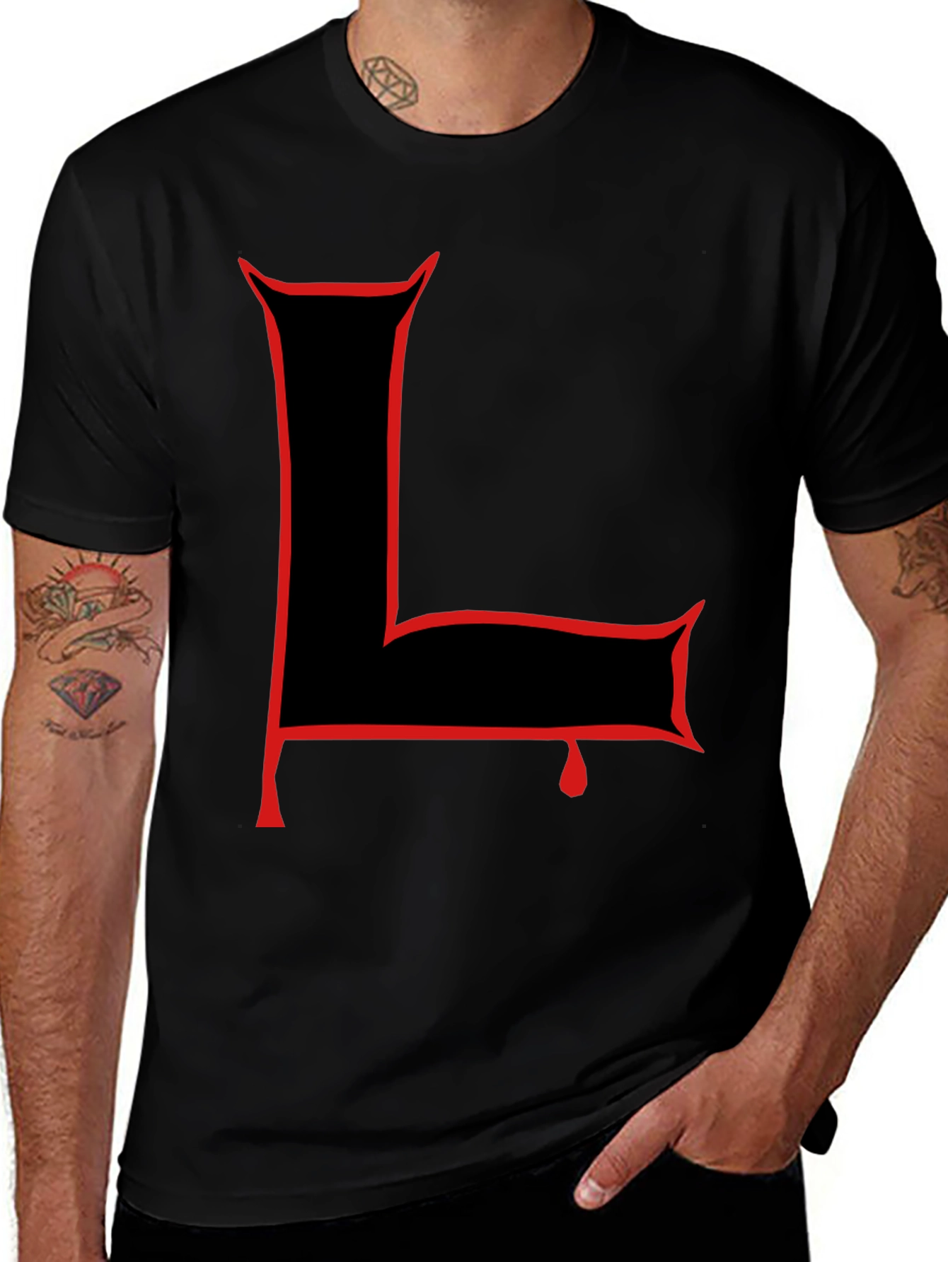 Gothic "L" Graphic Black T-Shirt