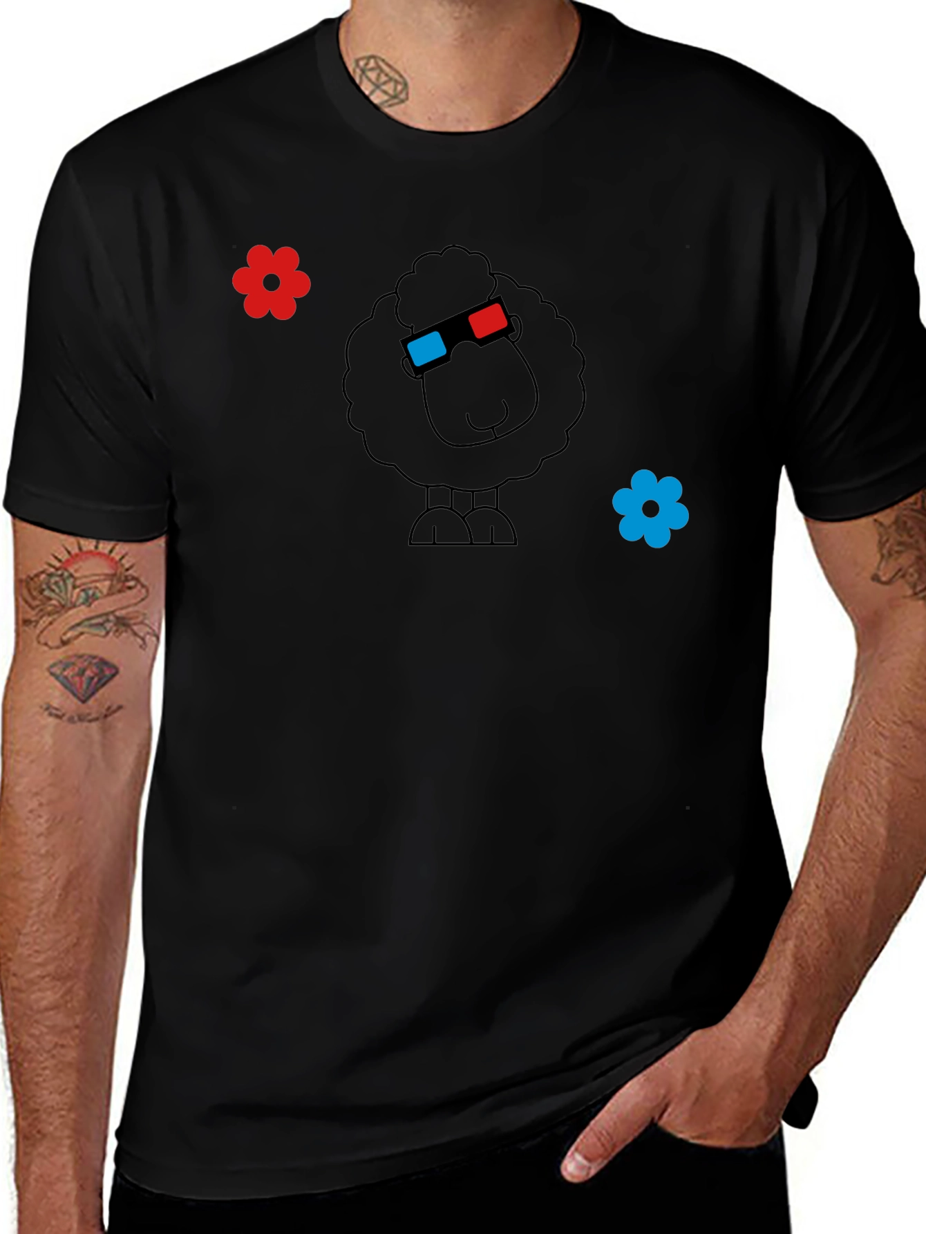 Variant 6 of Funny 3D Sheep Black T-Shirt