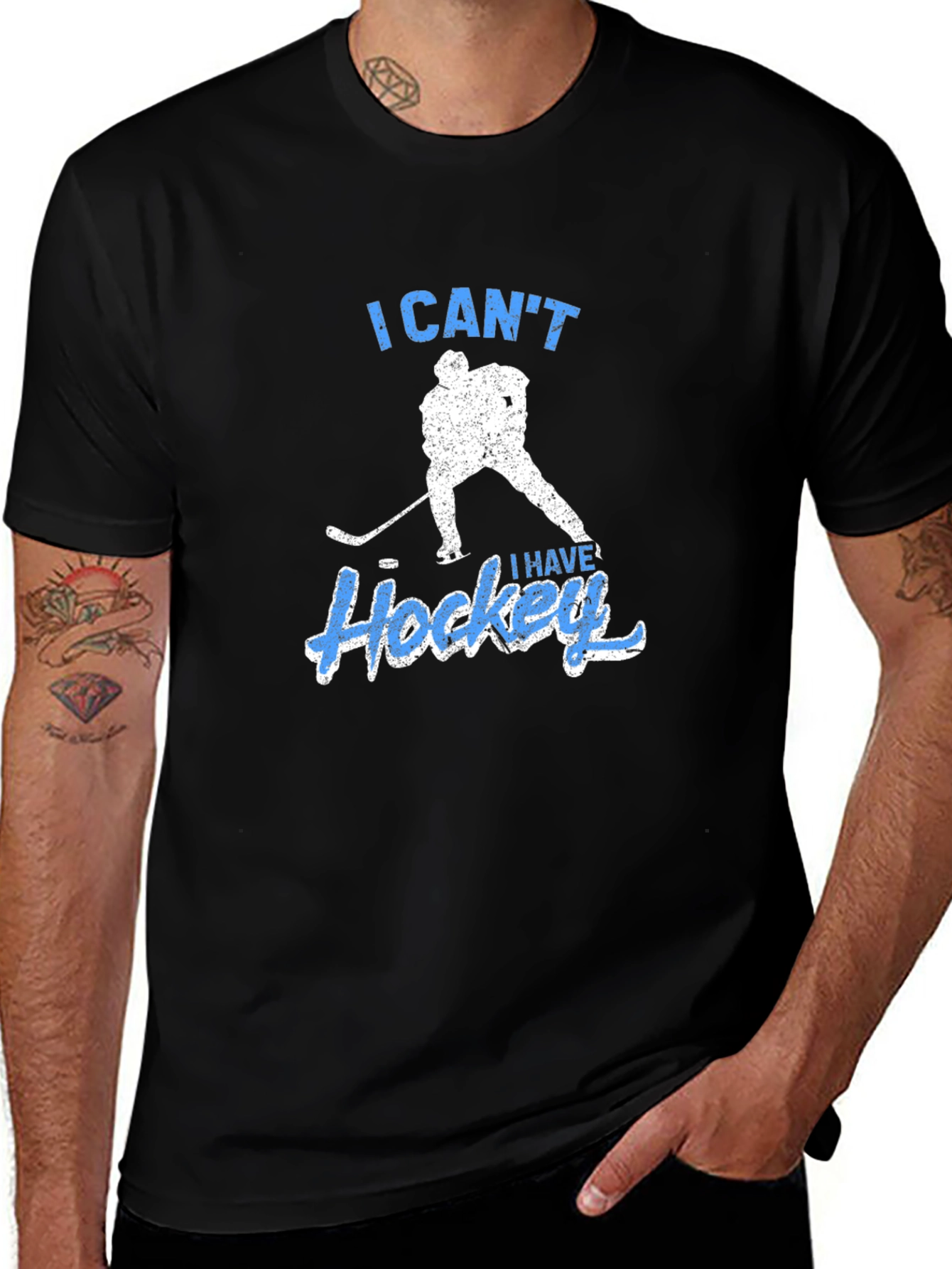 Variant 5 of I Can't I Have Hockey Black T-Shirt