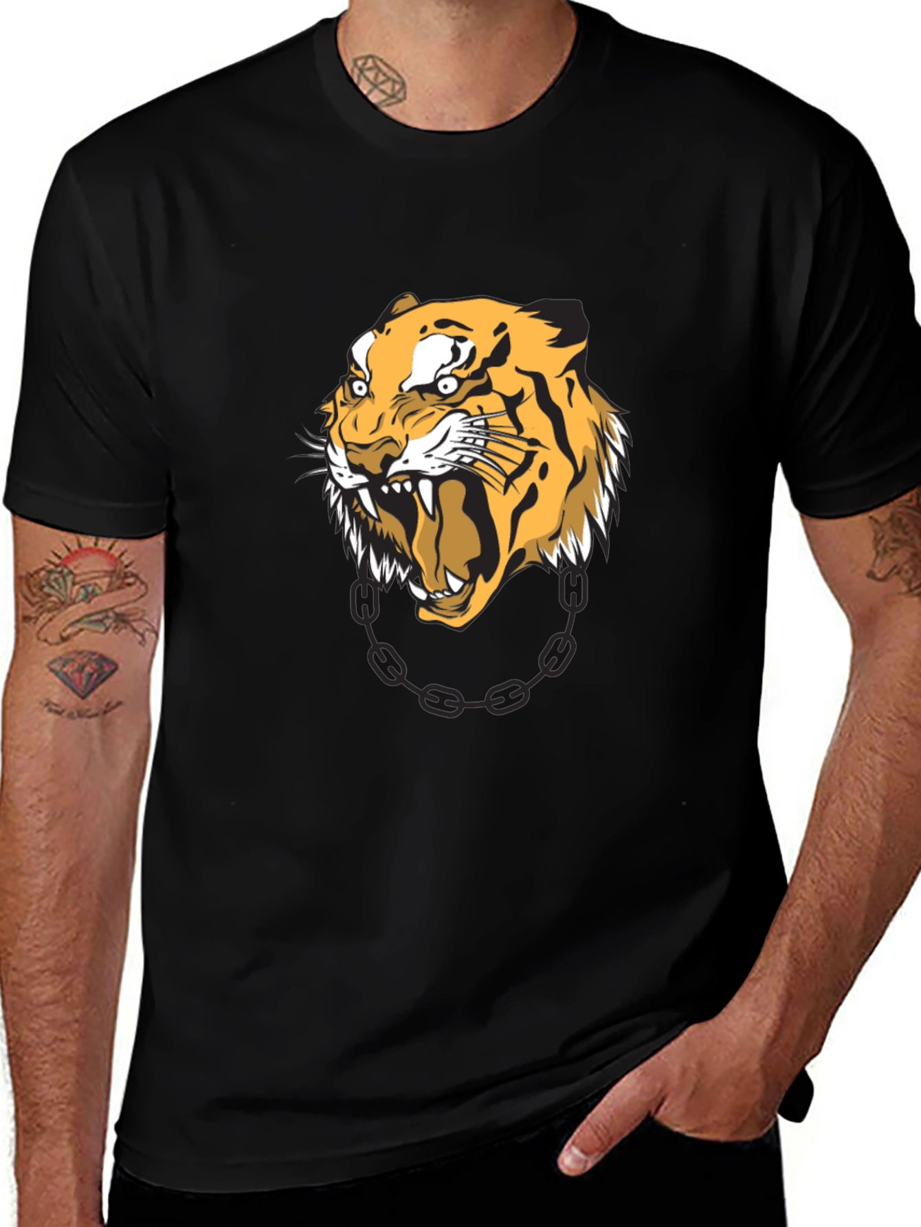 Tiger Graphic Print Black T-Shirt