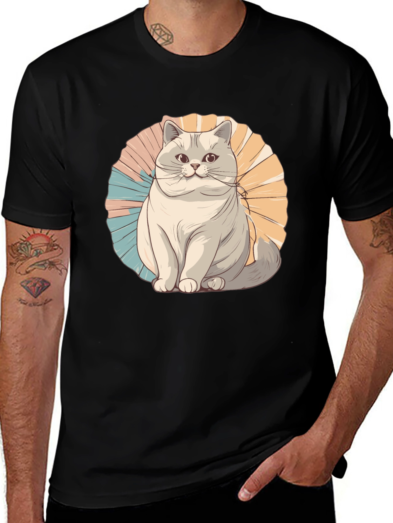 Variant 12 of Cute Cat Graphic Tee - Unisex Black T-Shirt