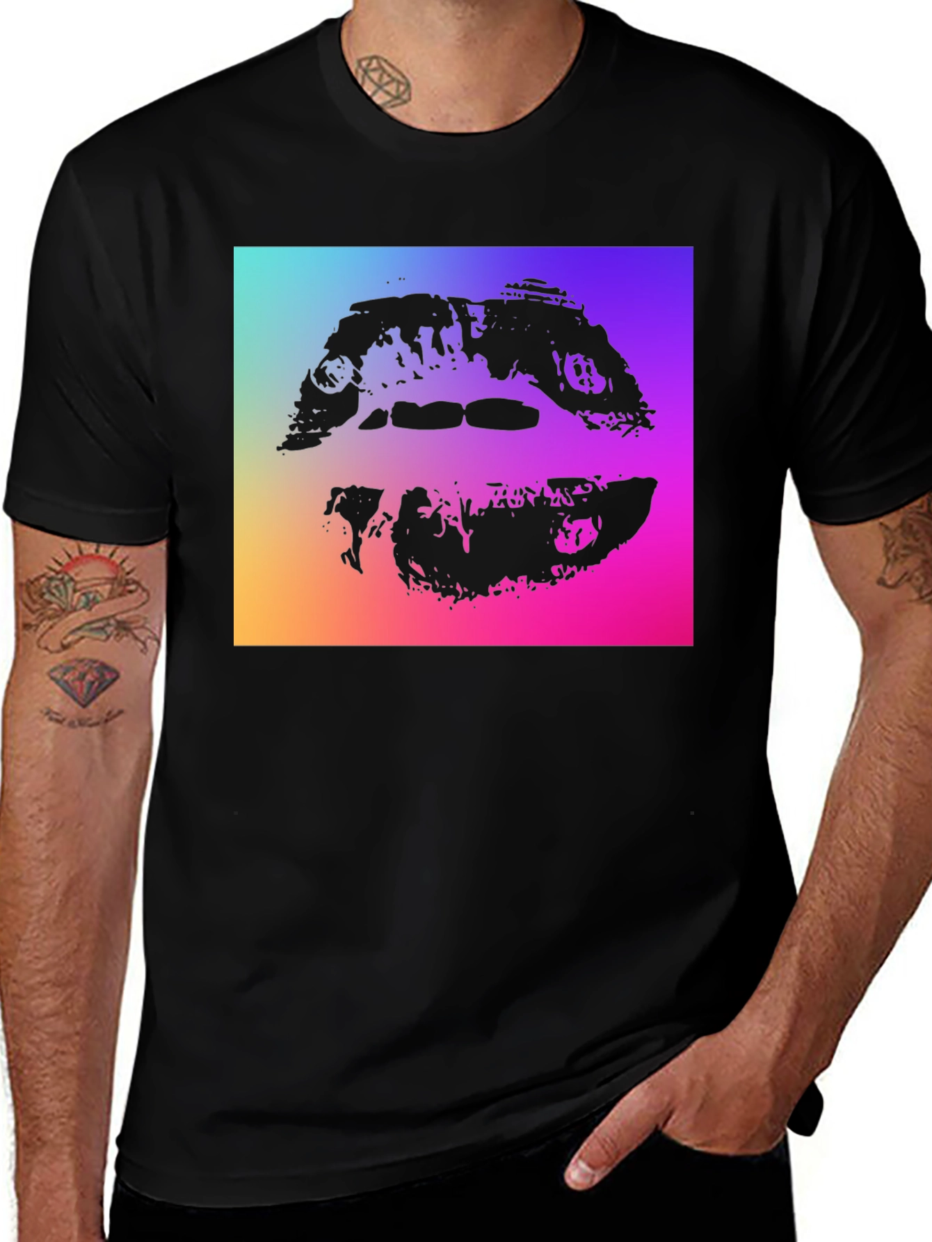 Variant 18 of Abstract Lips Graphic Tee - Black