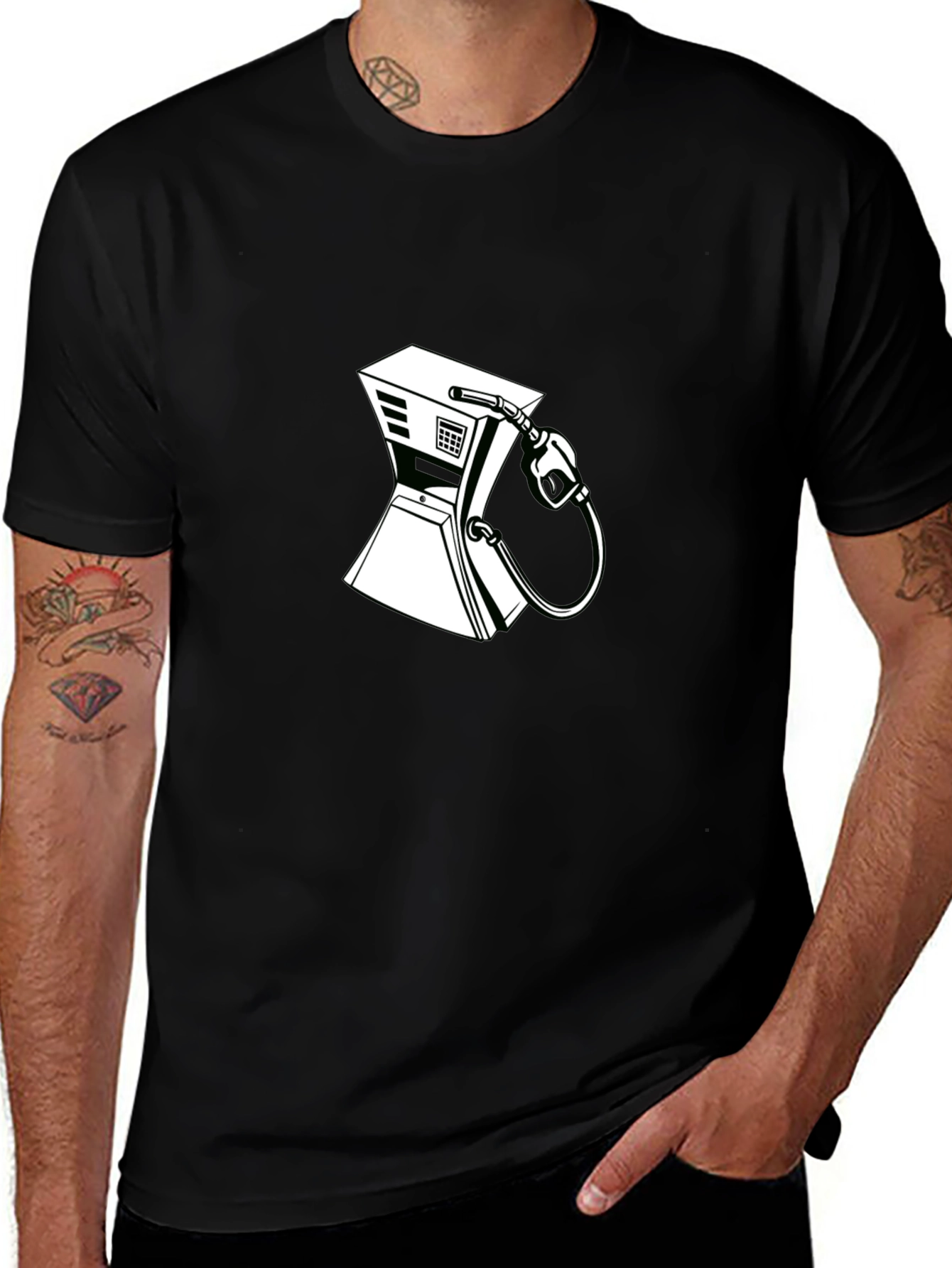 Variant 9 of Gas Pump Graphic Tee - Cool Design Black T-Shirt