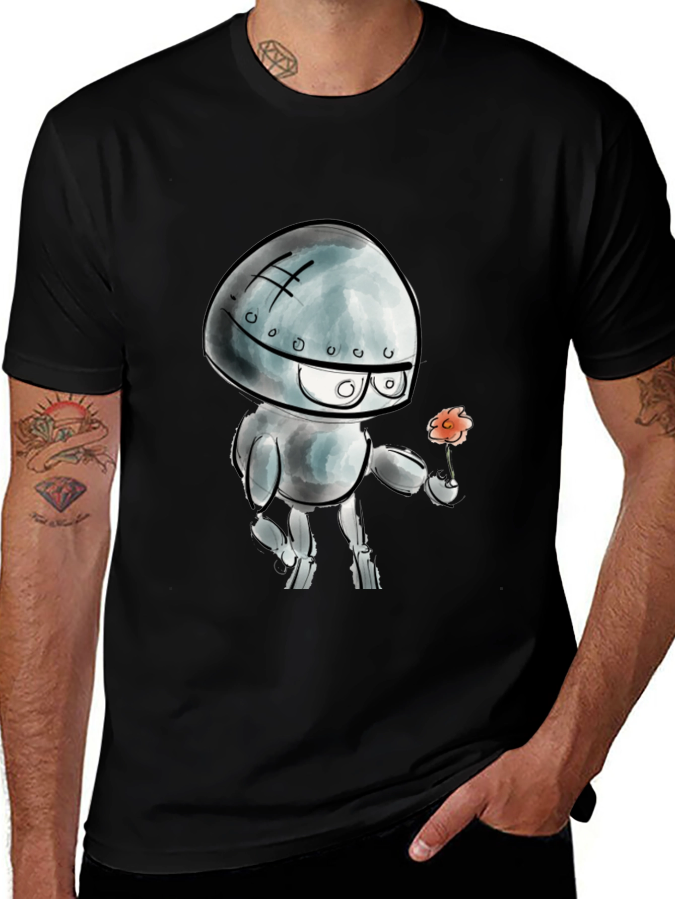 Variant 24 of Robot with Flower Graphic T-Shirt