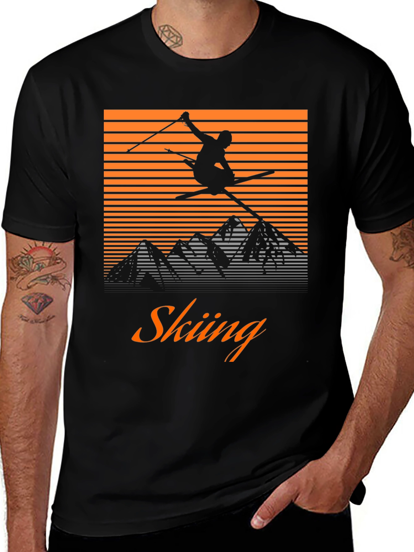 Variant 3 of Retro Skiing Graphic Tee - Mountain Adventure Shirt