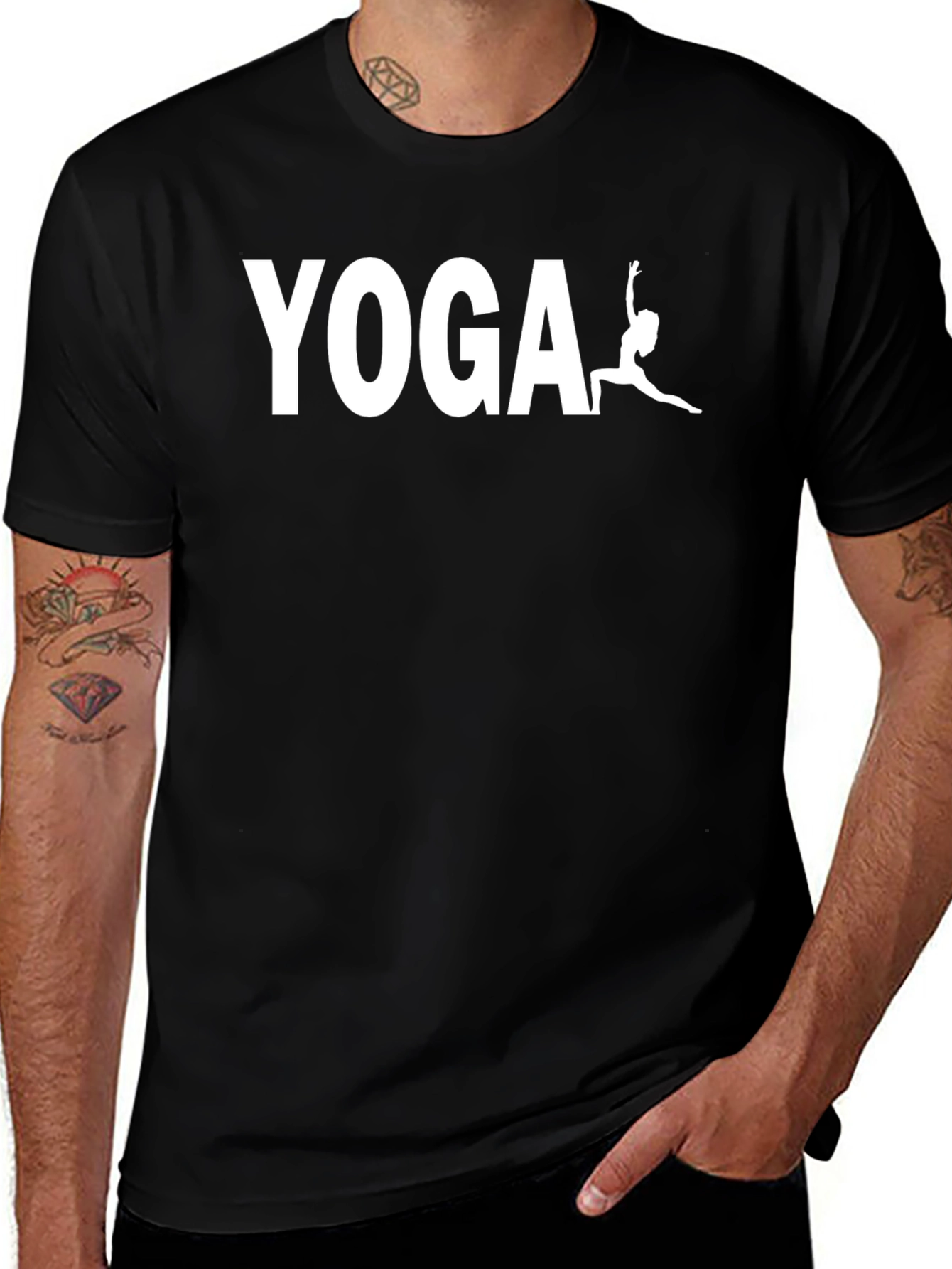 Variant 18 of Yoga Graphic Tee - Men's Black Cotton Blend T-Shirt