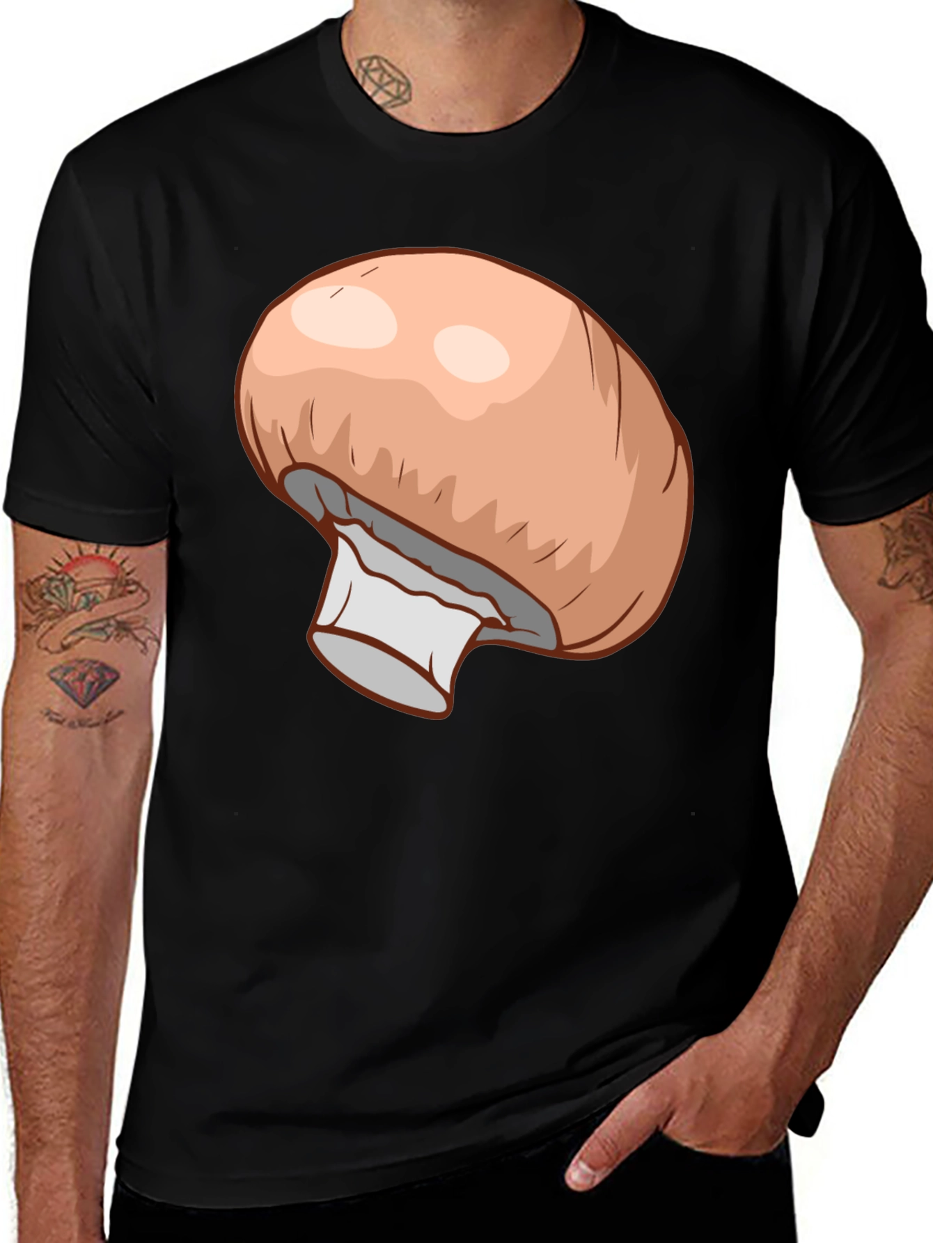 Variant 25 of Mushroom Graphic Black T-Shirt