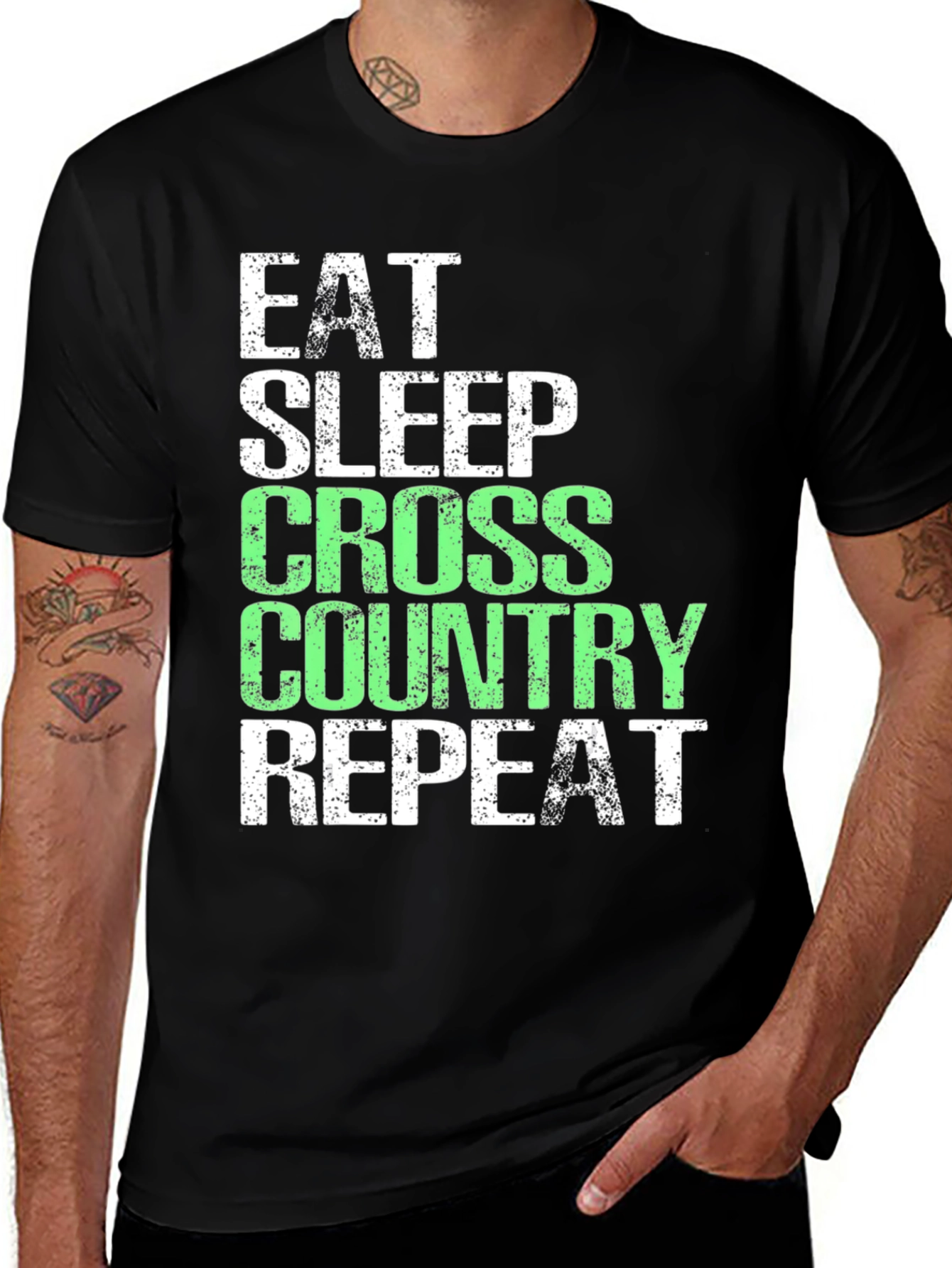 Variant 10 of Cross Country Running T-Shirt: Eat Sleep Repeat Tee