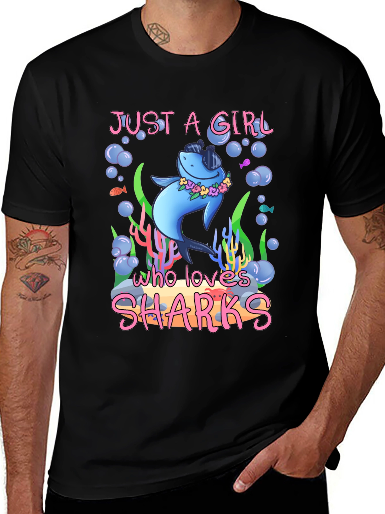 Variant 4 of Just a Girl Who Loves Sharks T-Shirt