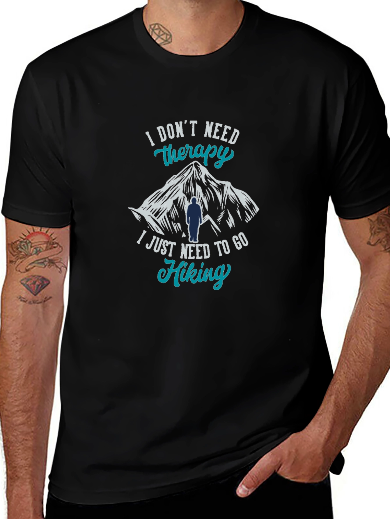 Variant 14 of Hiking Therapy T-Shirt - Mountain Design