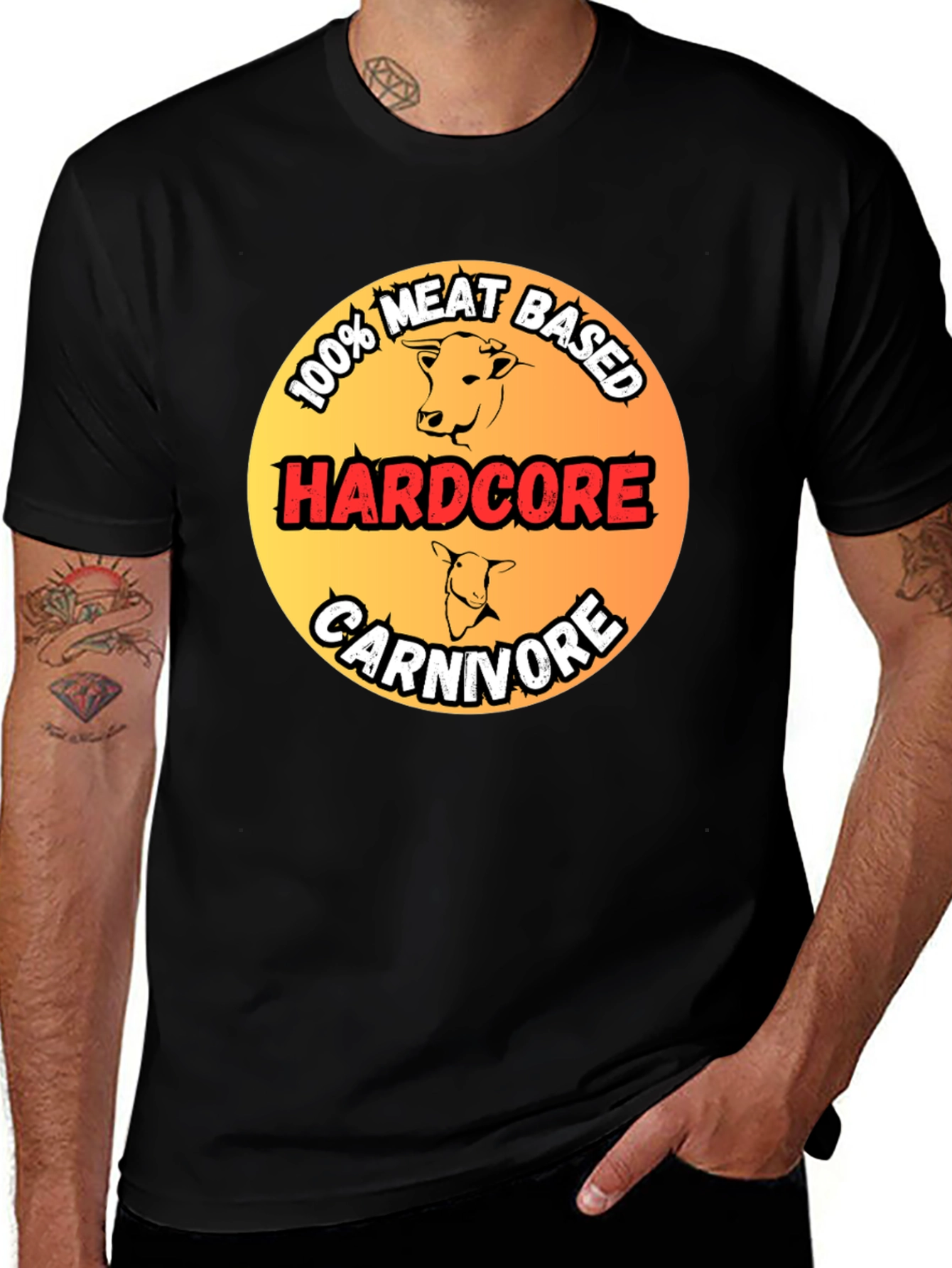 Variant 17 of Hardcore Carnivore 100% Meat Based Black T-Shirt