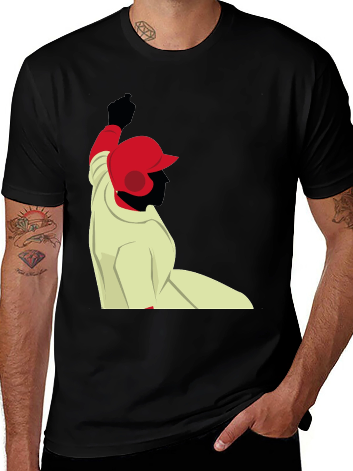 Variant 17 of Baseball Graphic Tee - Black Cotton T-Shirt