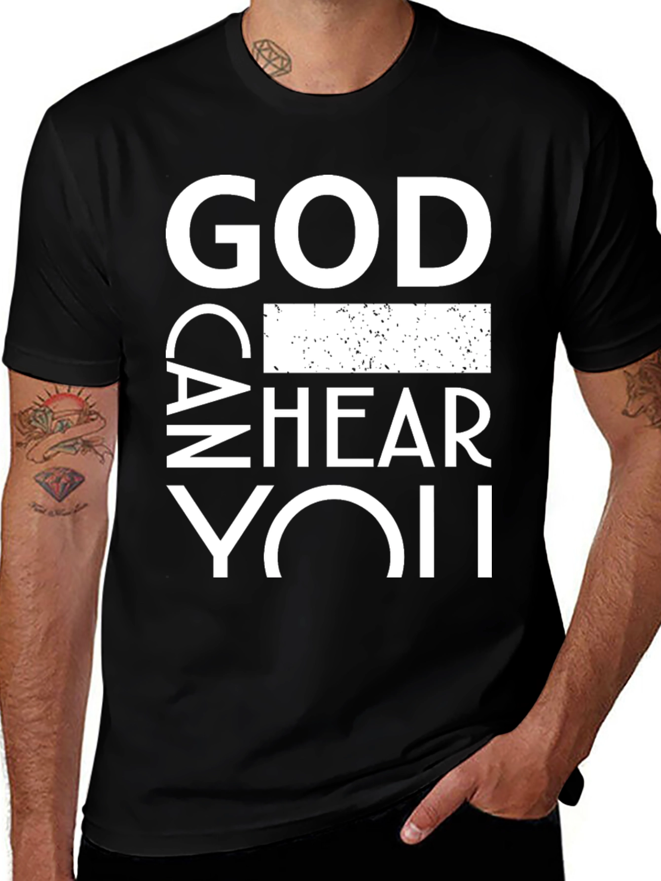 Variant 14 of God Can Hear You Black T-Shirt