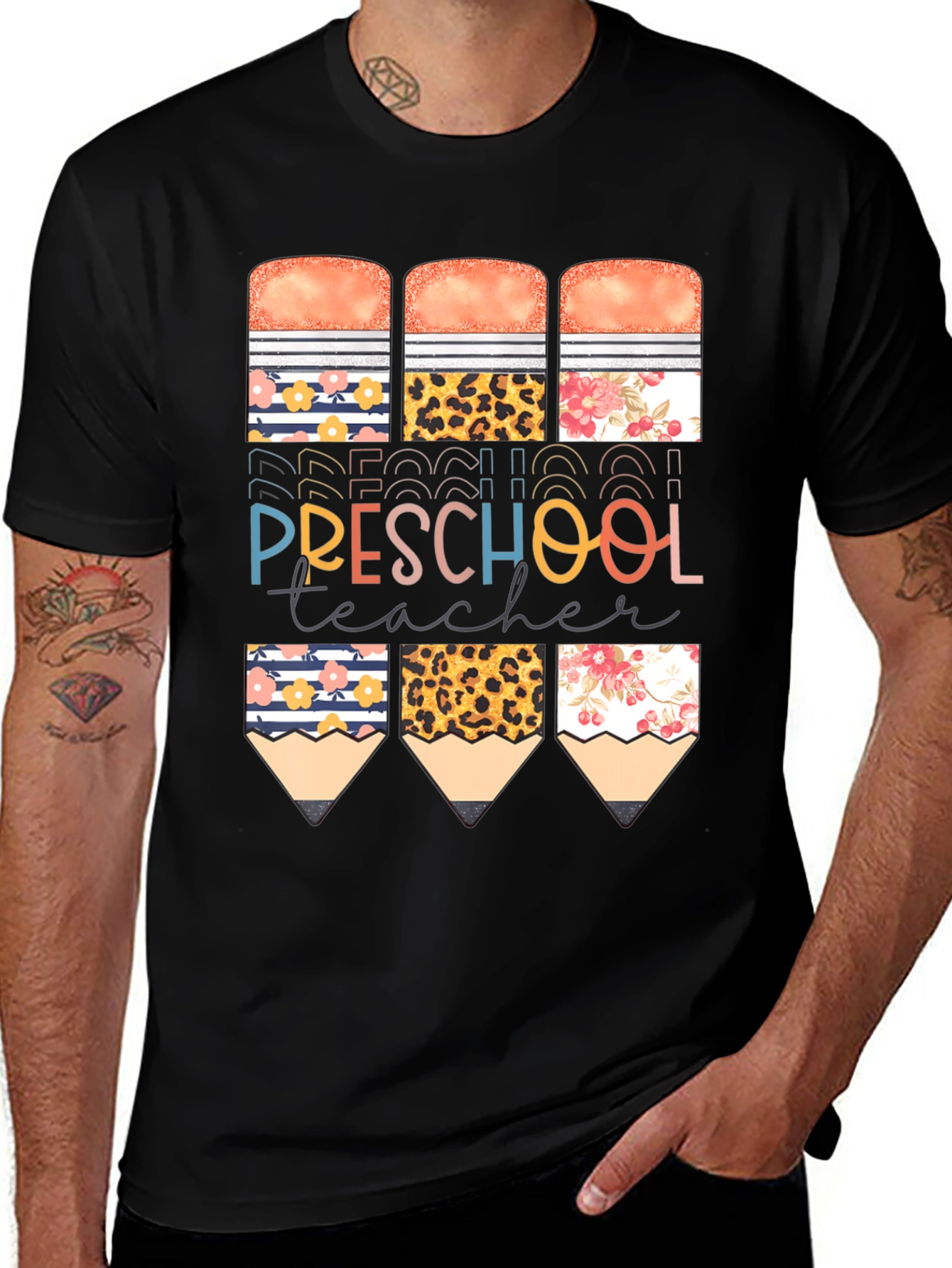 Variant 22 of Preschool Teacher Pencil Design T-Shirt