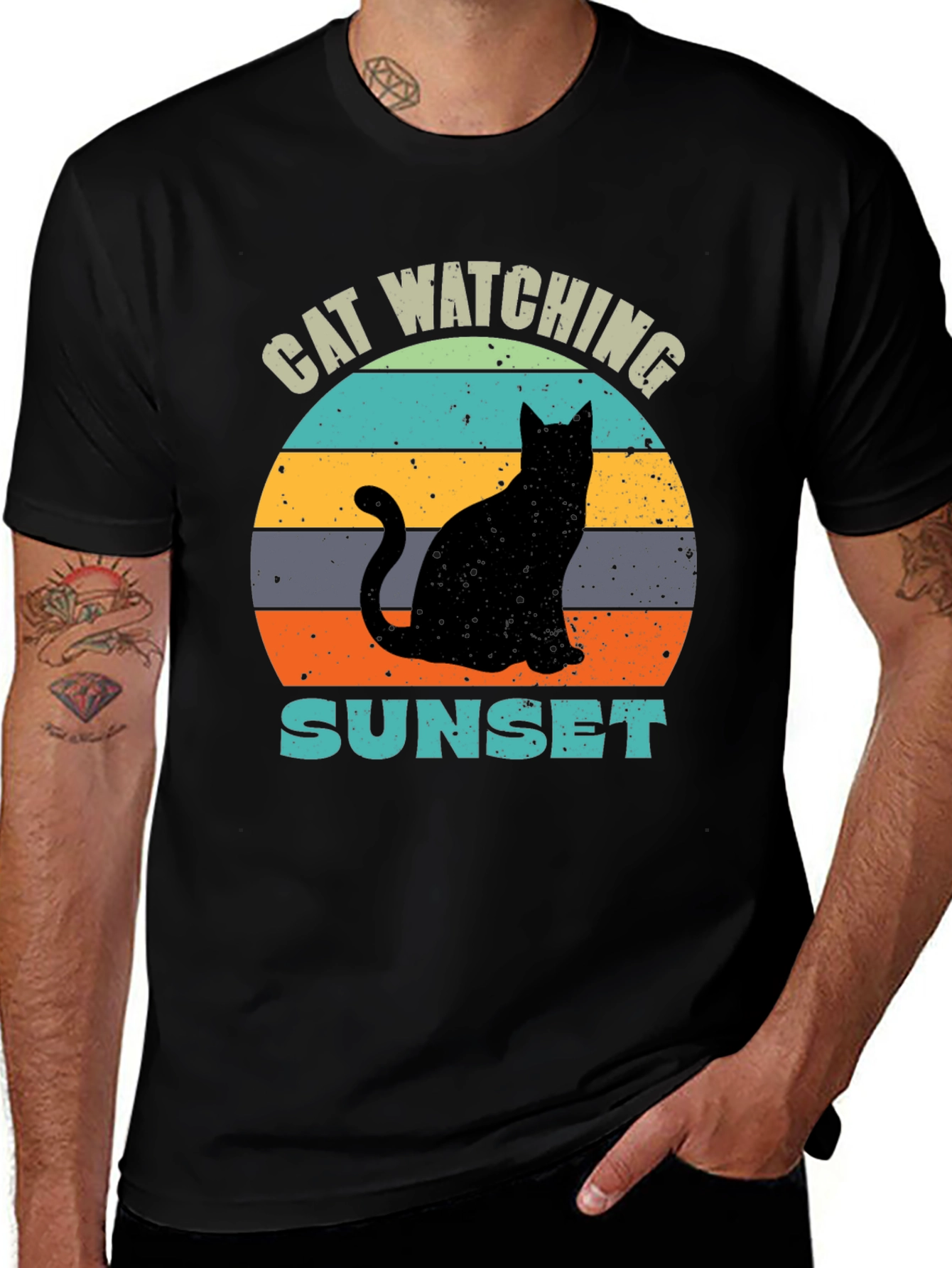 Variant 4 of Cat Watching Sunset T-Shirt