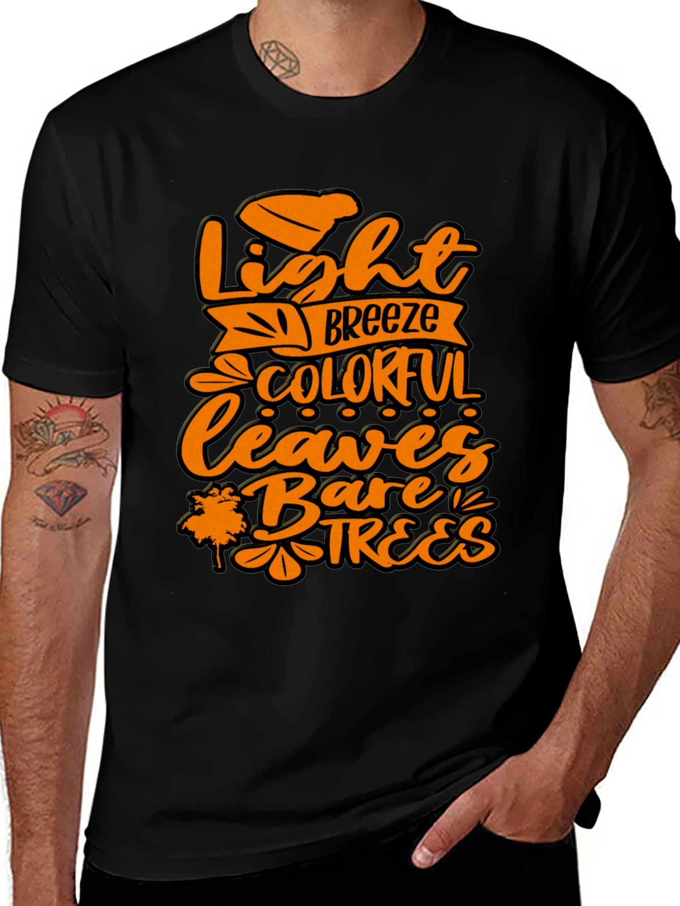 Autumn Vibes T-Shirt - Light Breeze Colorful Leaves