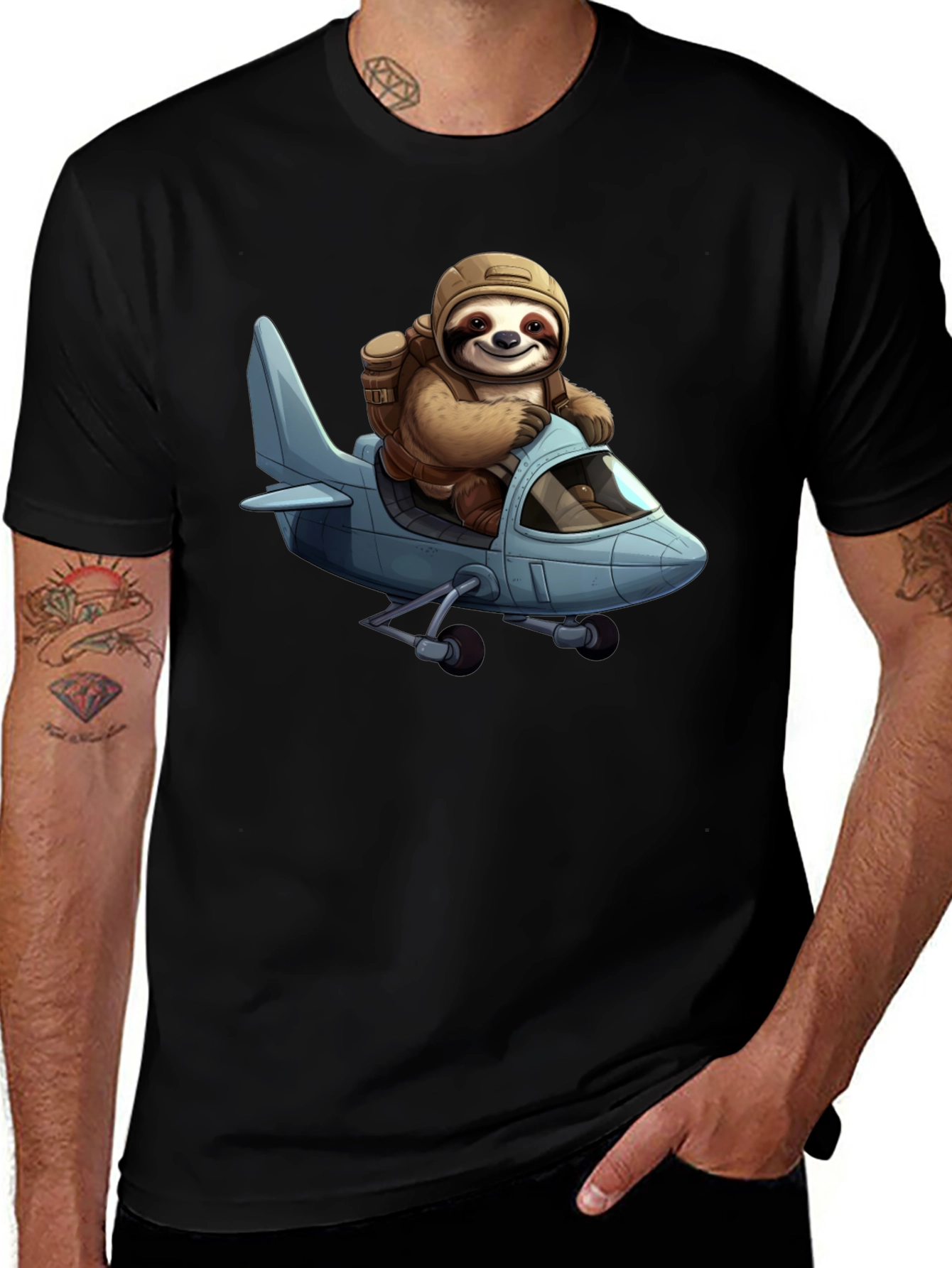 Variant 8 of Sloth Pilot T-Shirt - Aviation Adventure Tee