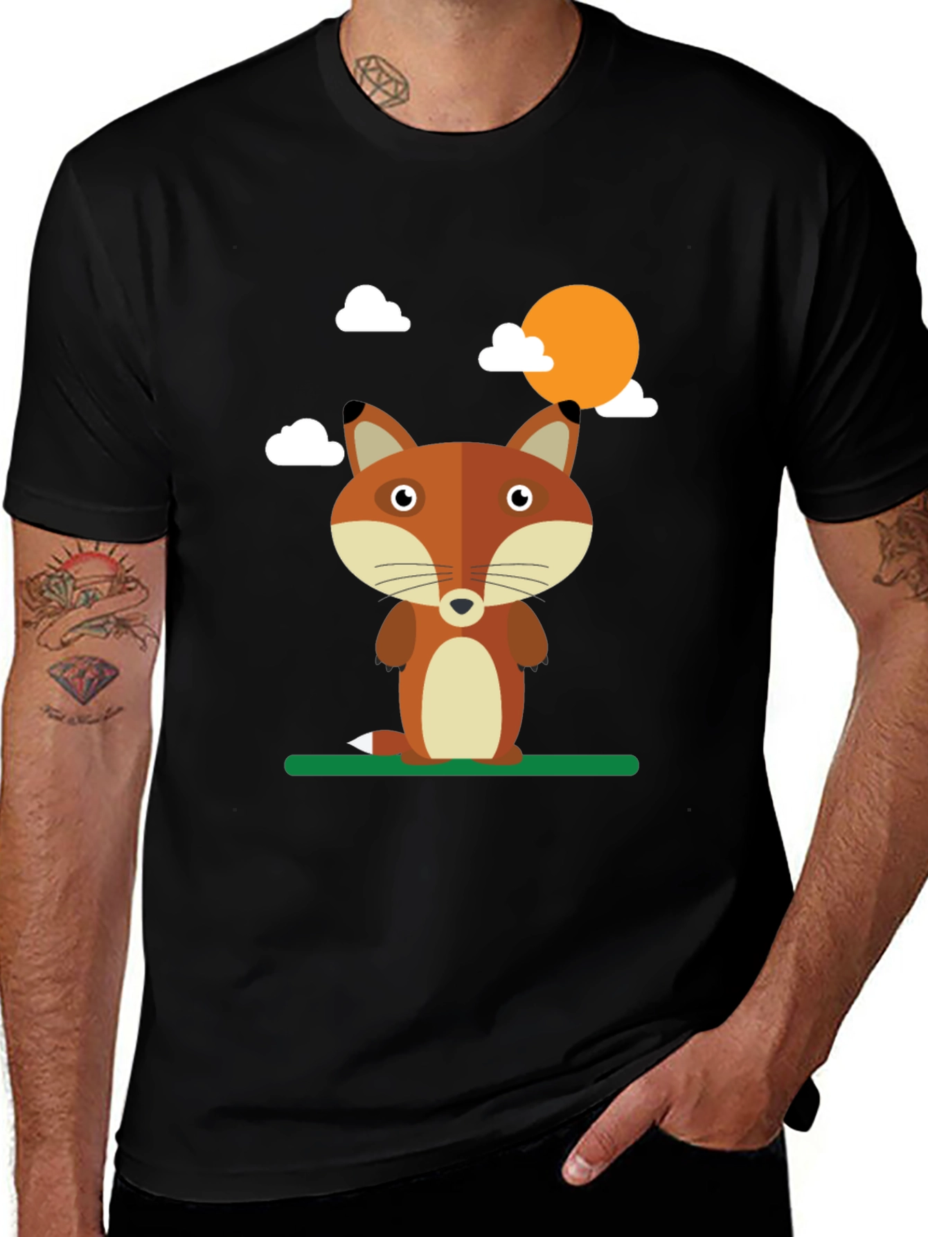 Variant 26 of Fox Graphic Print T-Shirt - Cute Cartoon Style