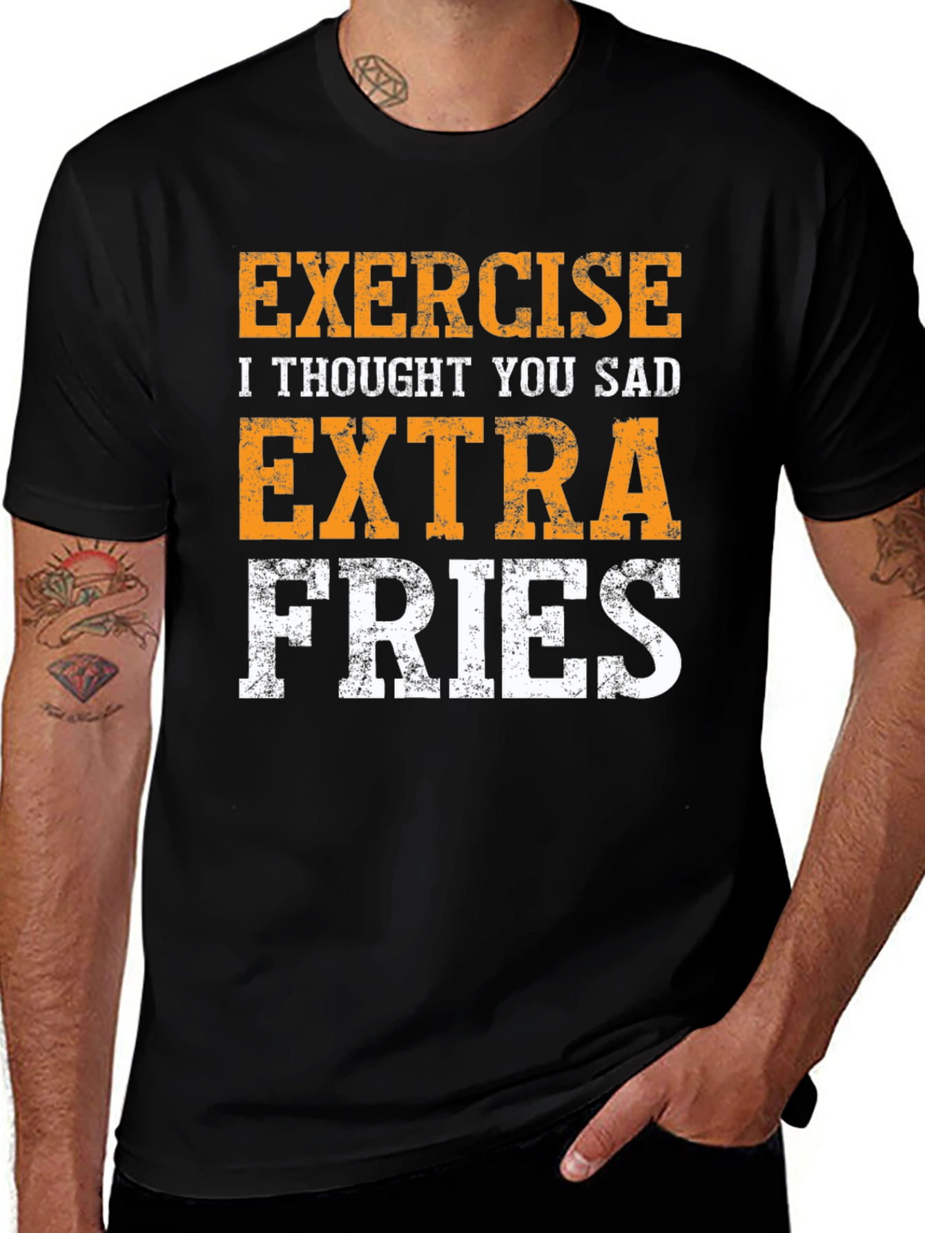 Variant 24 of Funny Exercise Extra Fries T-Shirt