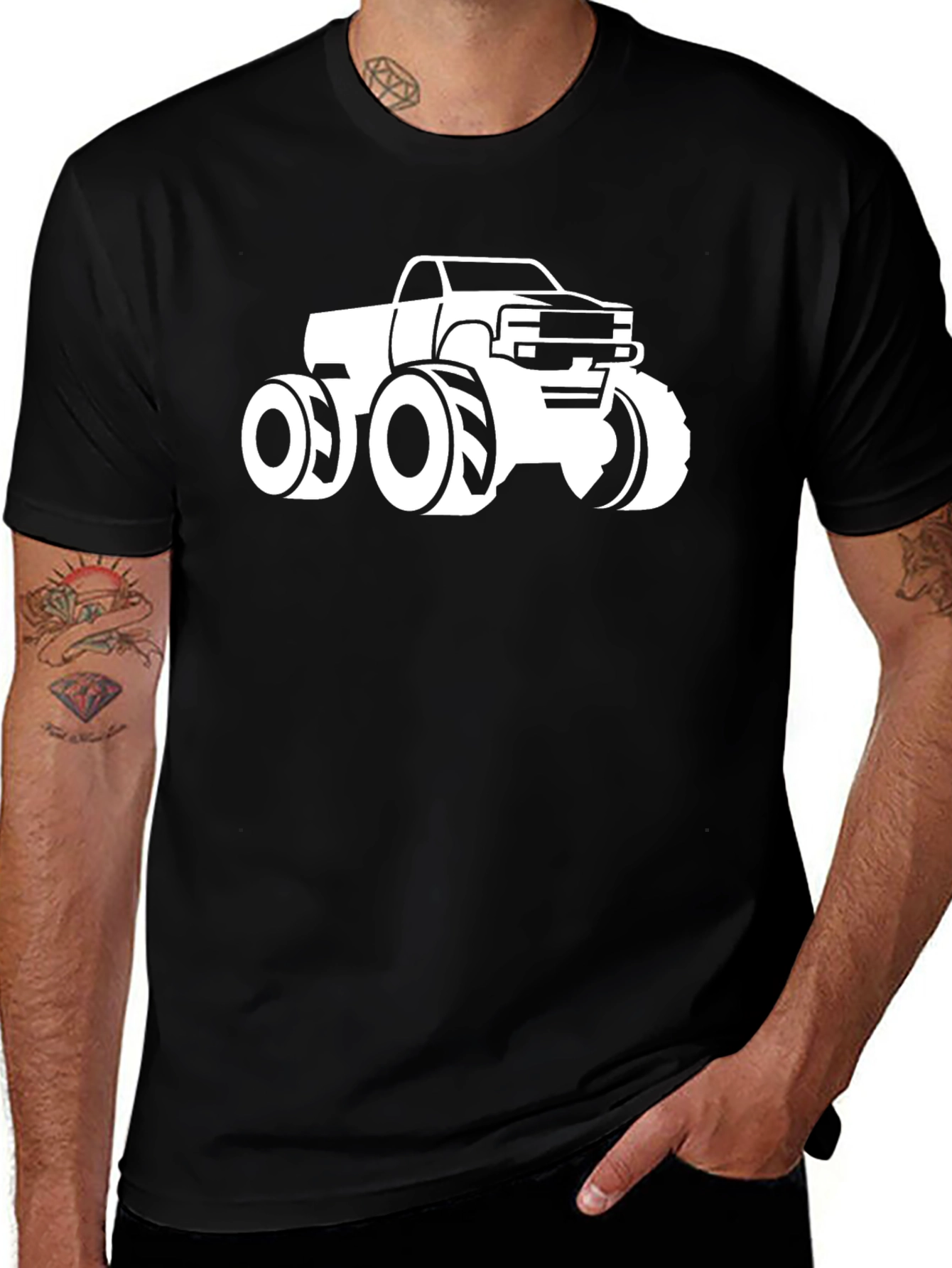Variant 19 of Monster Truck Graphic Tee - Black Cotton