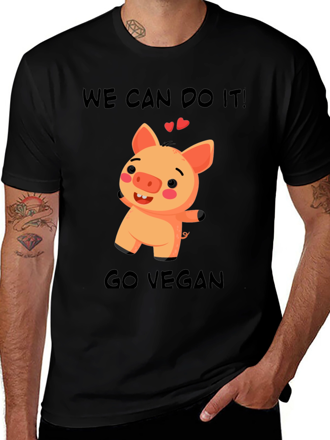 Variant 13 of Vegan Pig Graphic T-Shirt - "We Can Do It!"