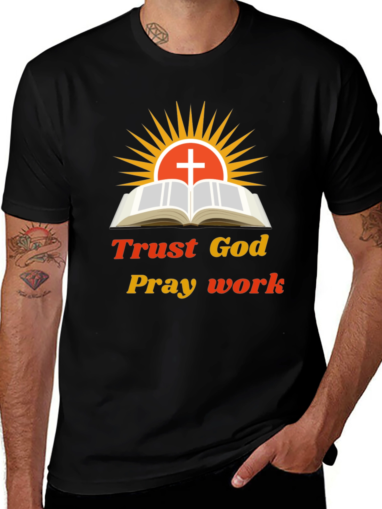 Trust God Pray Work T-Shirt - Christian Faith Tee