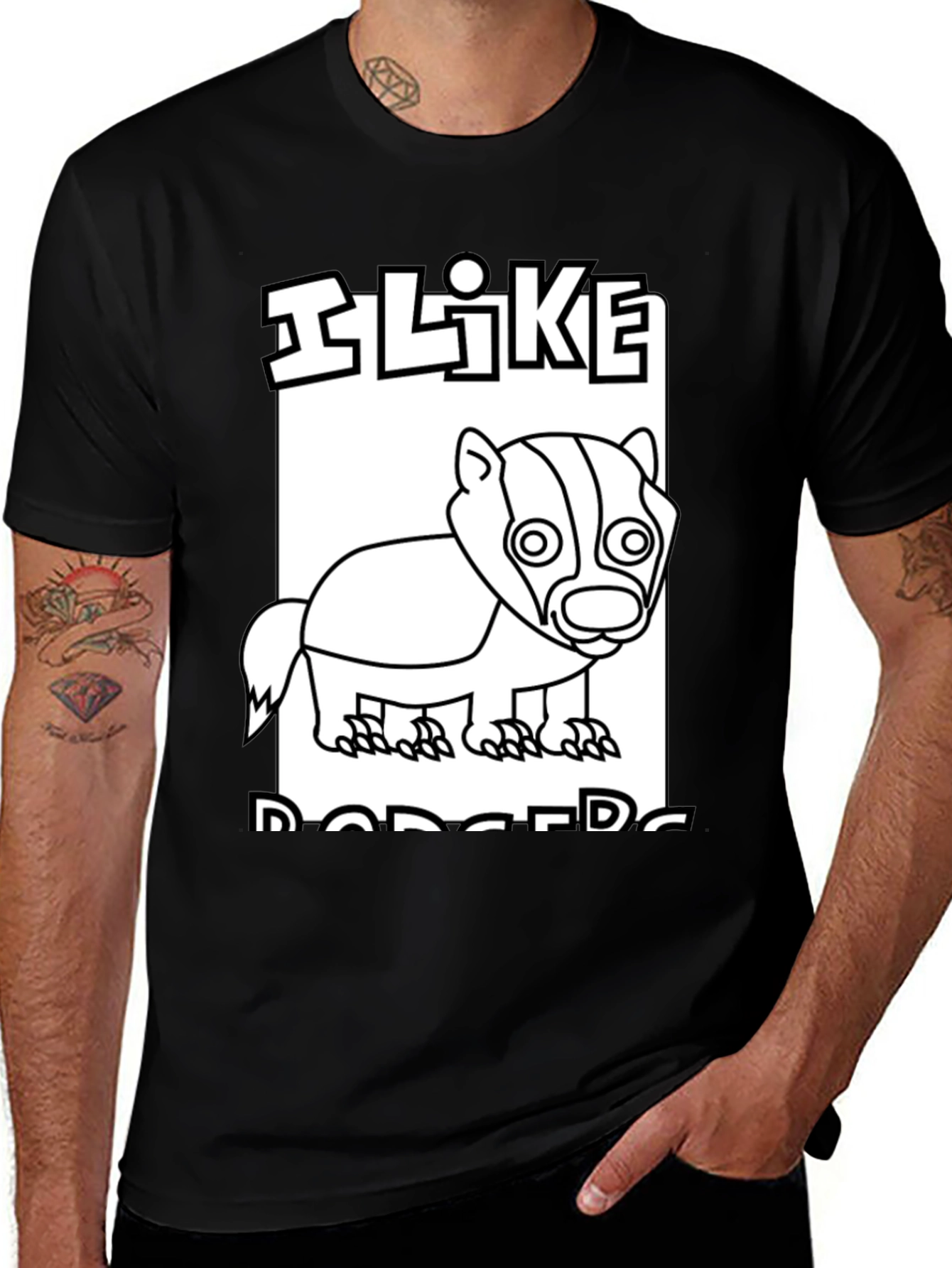 Variant 23 of I Like Badgers Black T-Shirt
