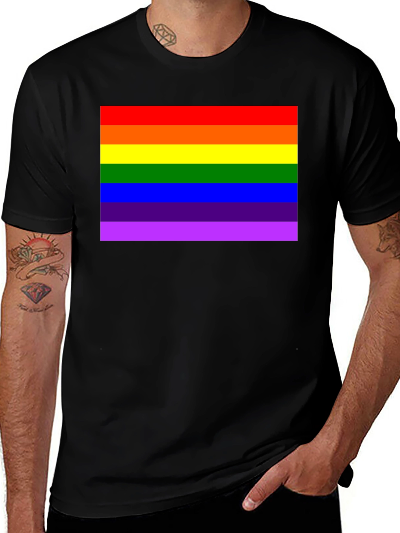 Variant 13 of Rainbow Pride Graphic Tee - Black Cotton T-Shirt