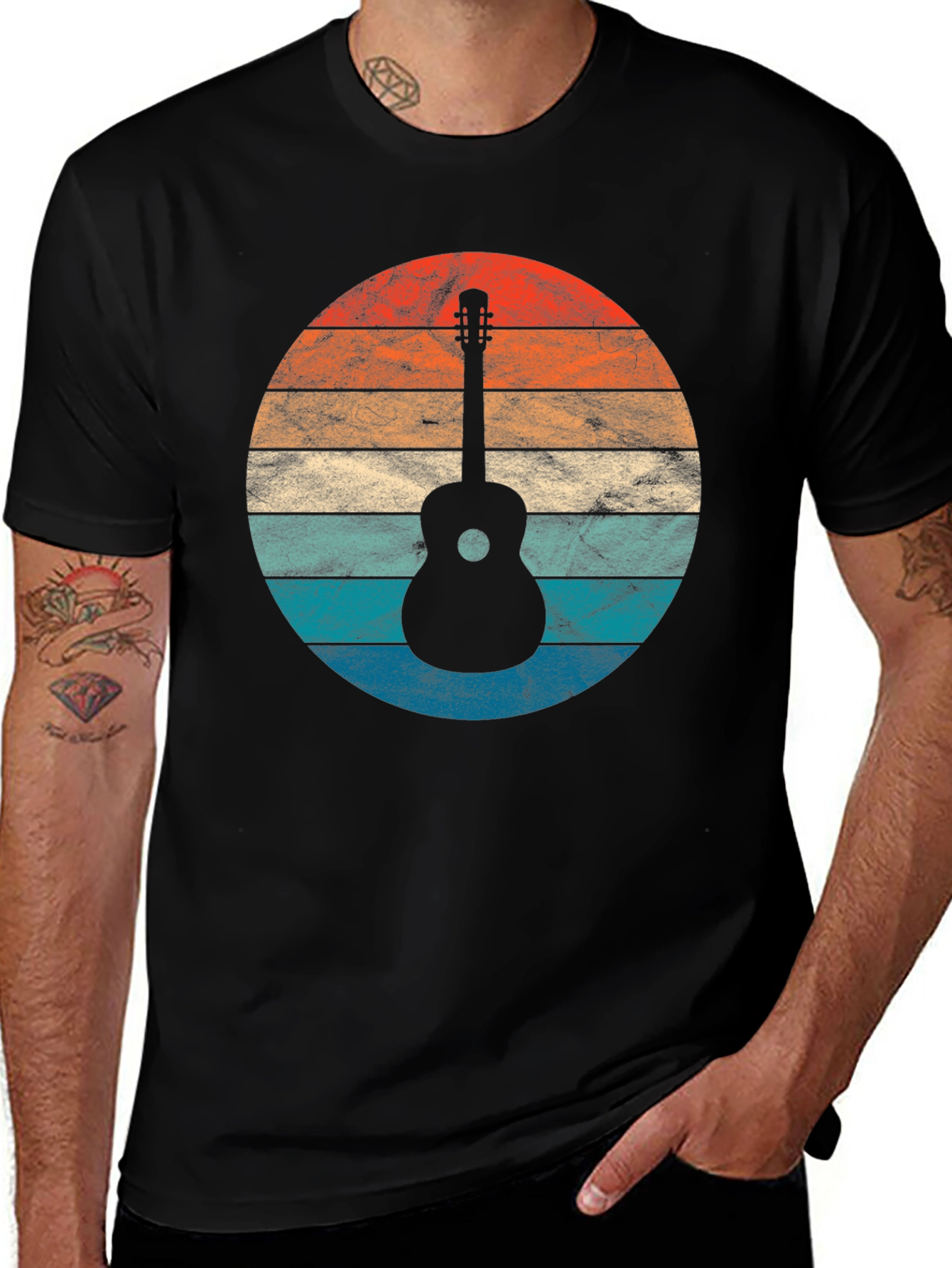 Variant 10 of Retro Guitar Sunset Graphic Tee