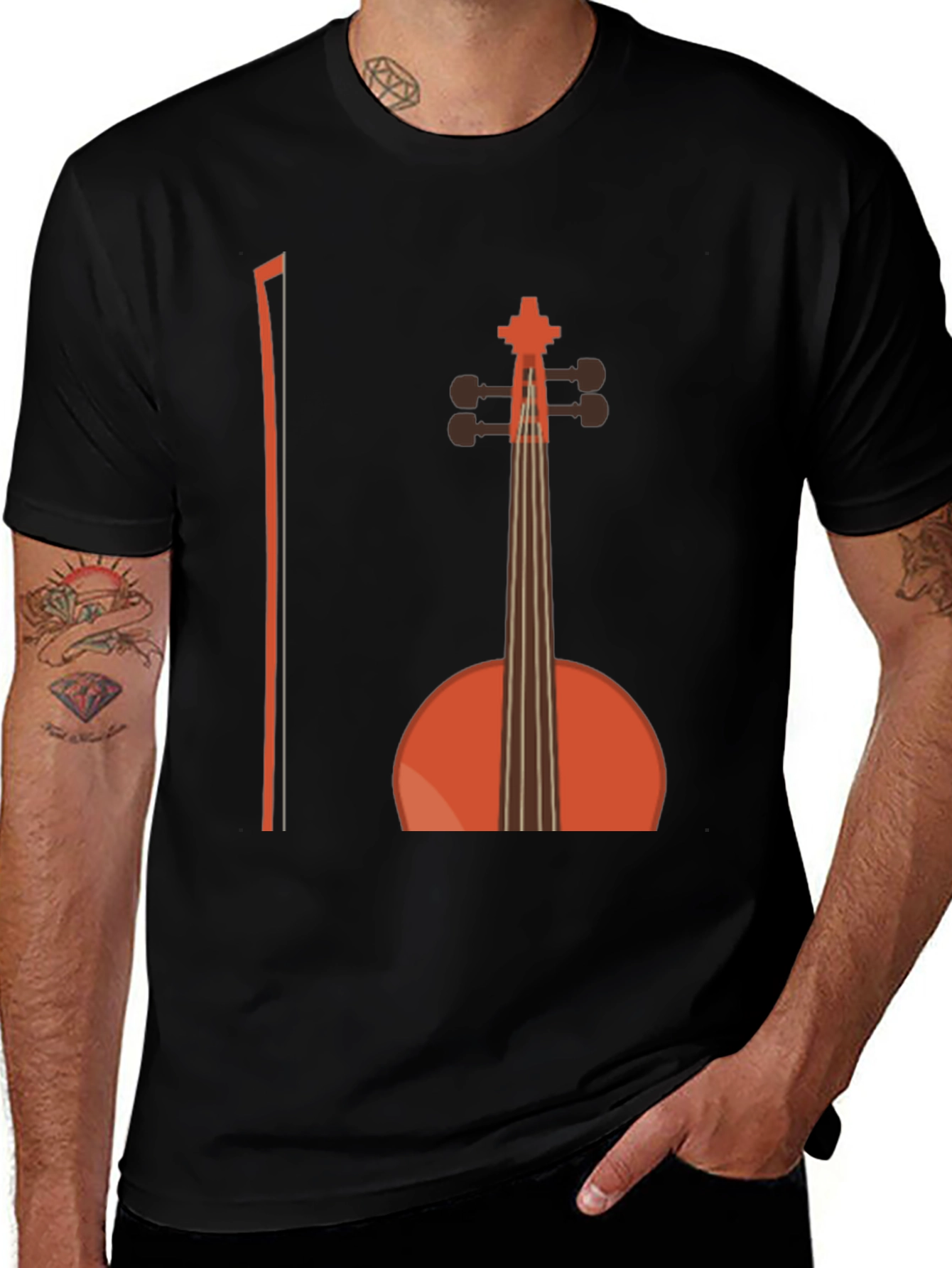Variant 24 of Musical T-Shirt - Cello Design Black Cotton Tee