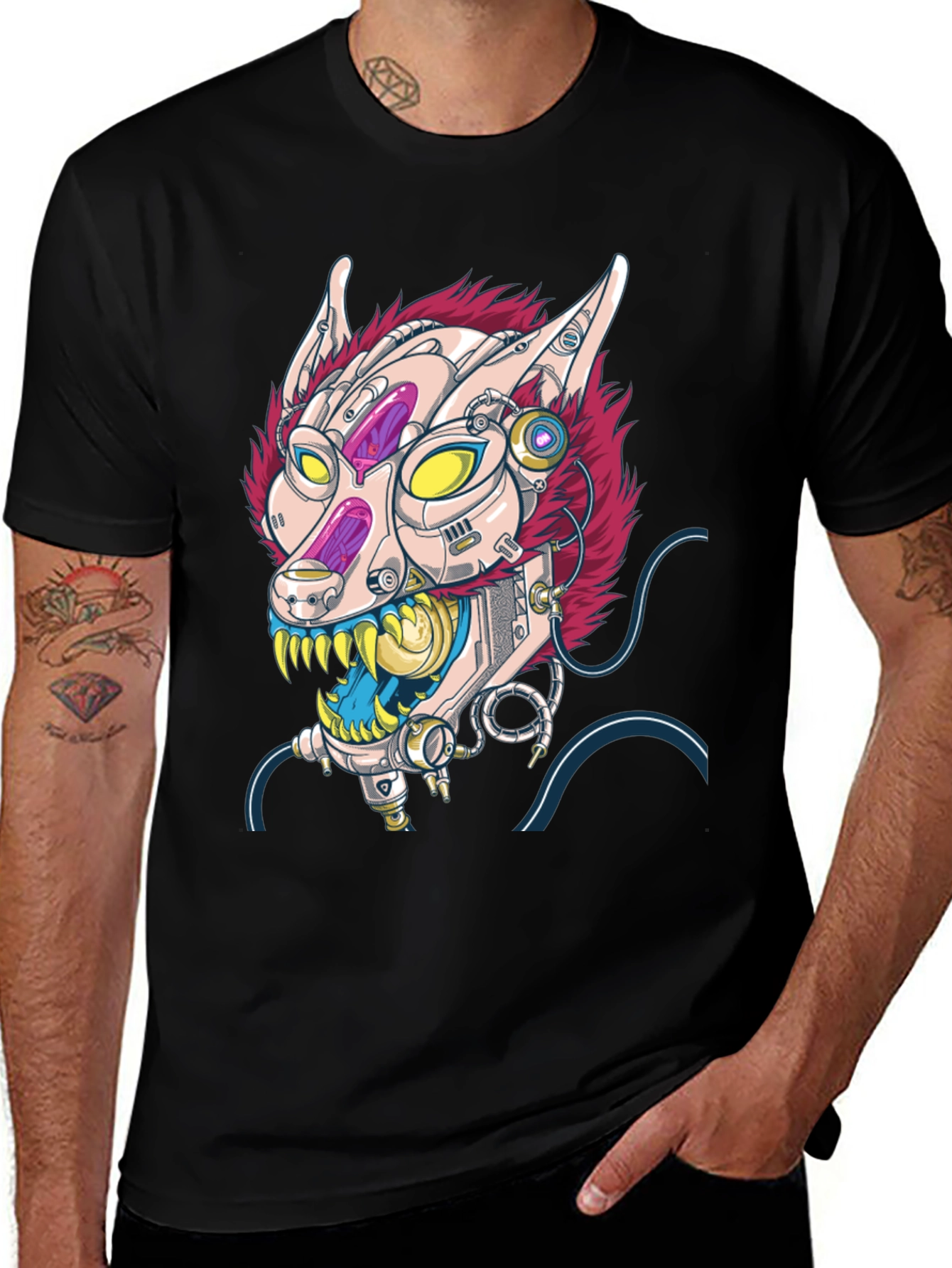 Variant 10 of Cyberpunk Cat T-Shirt - Robotic Feline Design