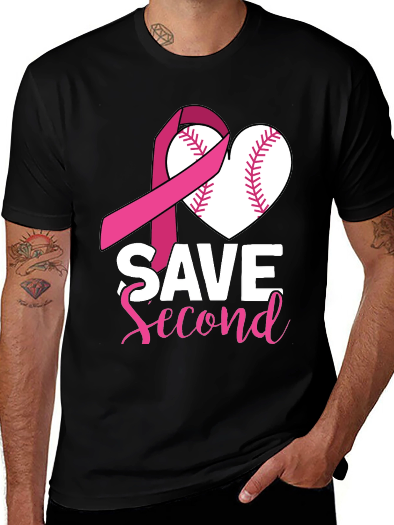 Variant 4 of Save Second Breast Cancer Baseball T-Shirt