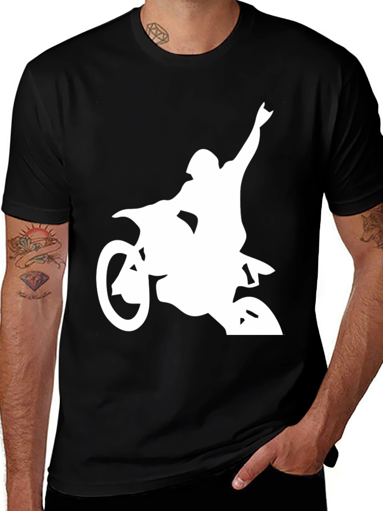 Variant 13 of Dirt Bike Rider Graphic Tee - Black Cotton T-Shirt