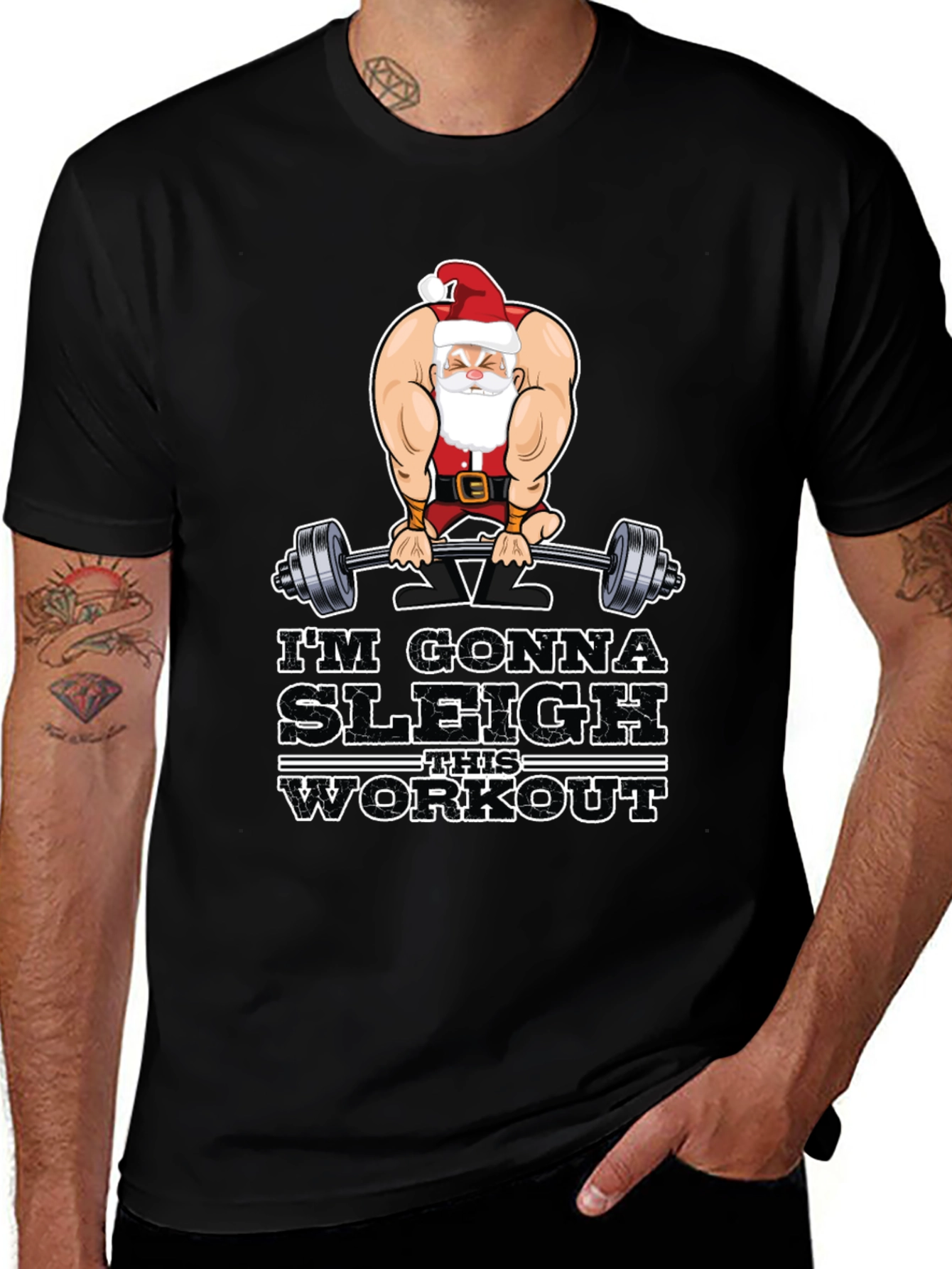 Variant 3 of I'm Gonna Sleigh This Workout Black T-Shirt