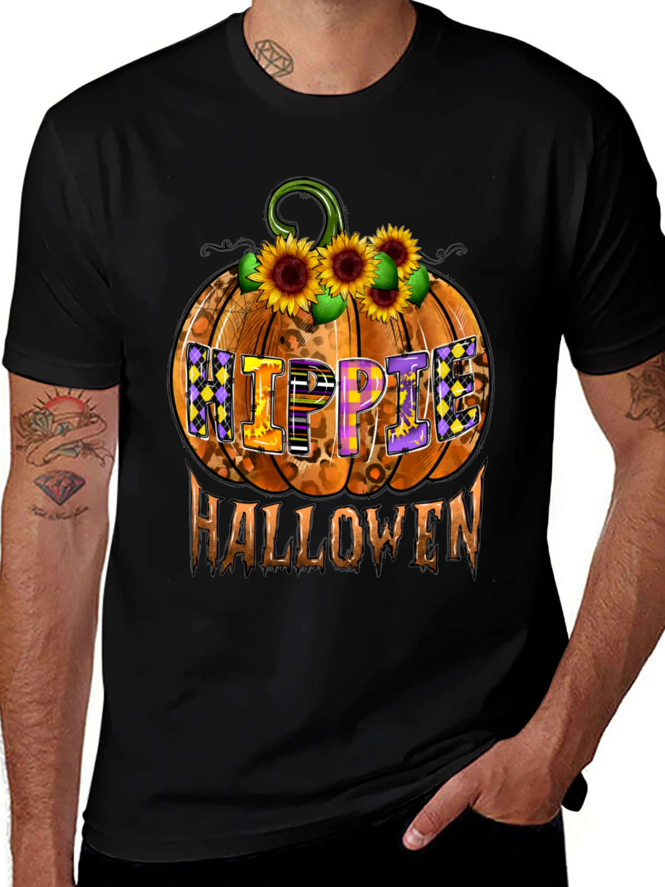 Hippie Halloween Pumpkin Graphic Tee