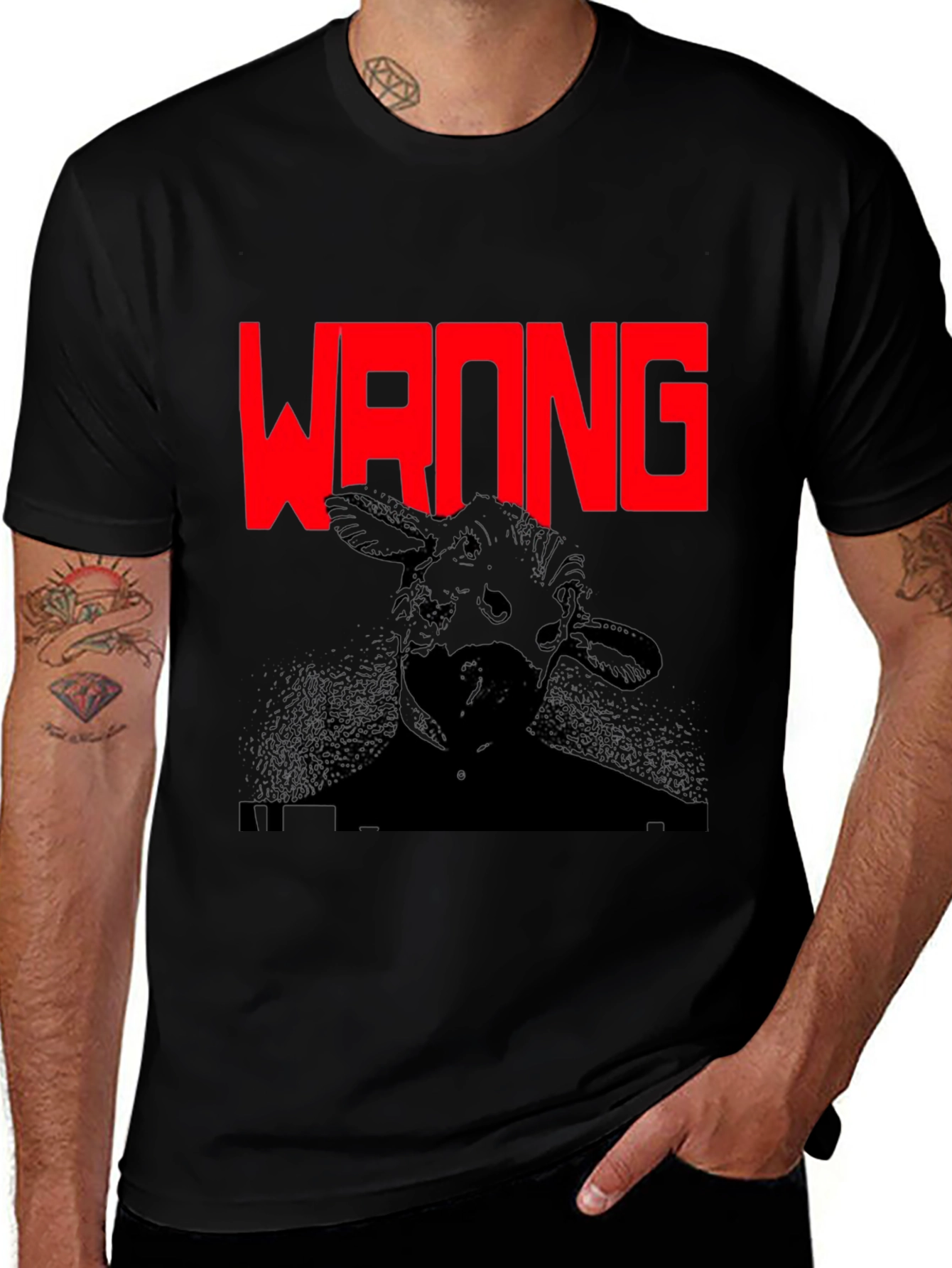 Variant 27 of Wrong Cow Graphic Black T-Shirt