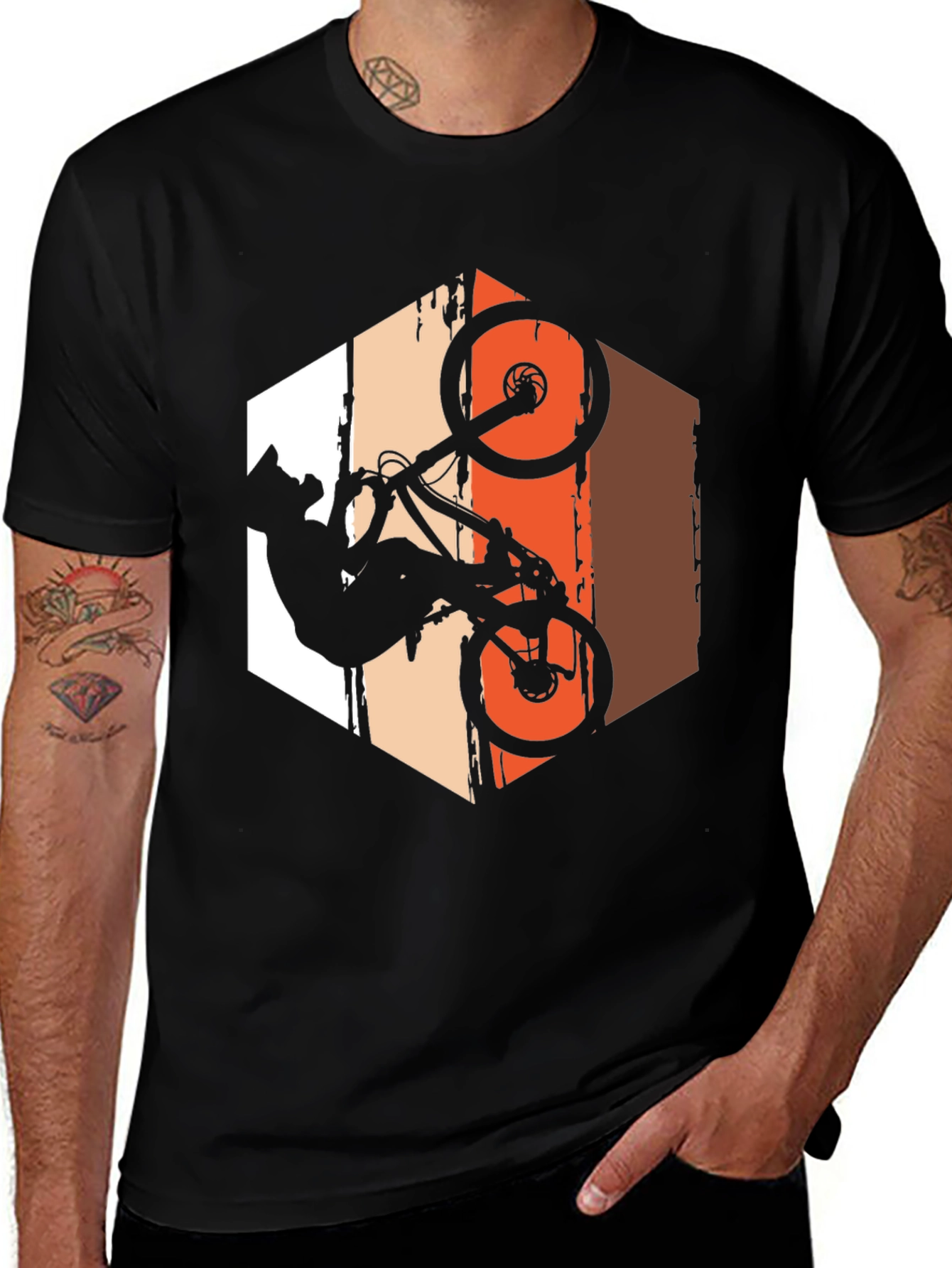 Variant 29 of Mountain Bike Stunt T-Shirt - Rider Silhouette Graphic Tee