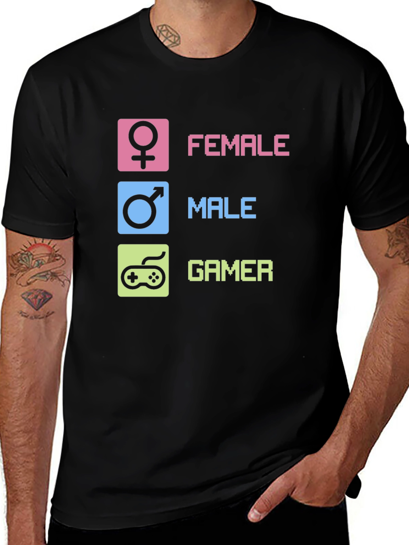 Variant 13 of Gamer Gender Symbol Graphic Tee - Black