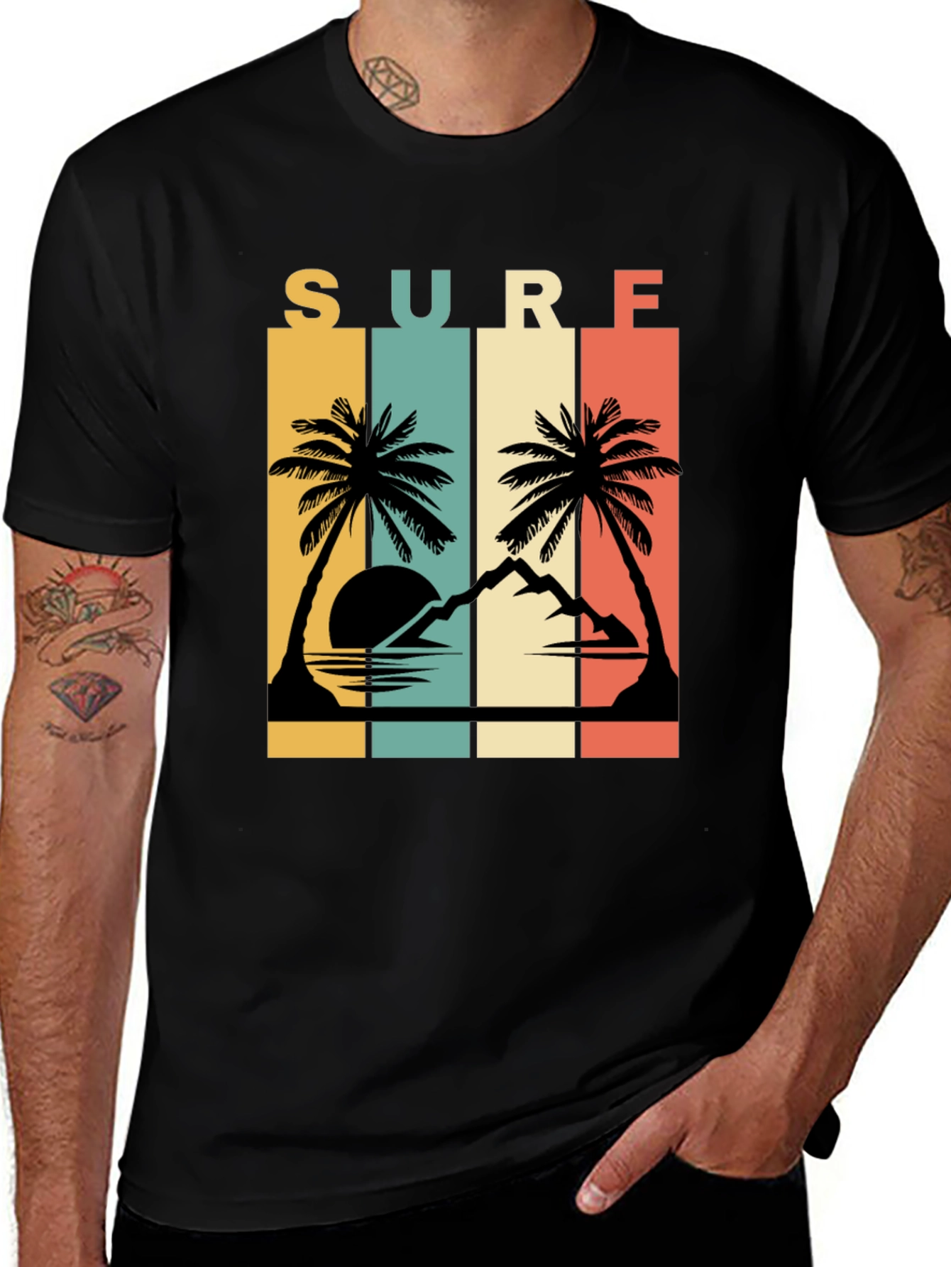Variant 8 of Retro Surf Palms Tee
