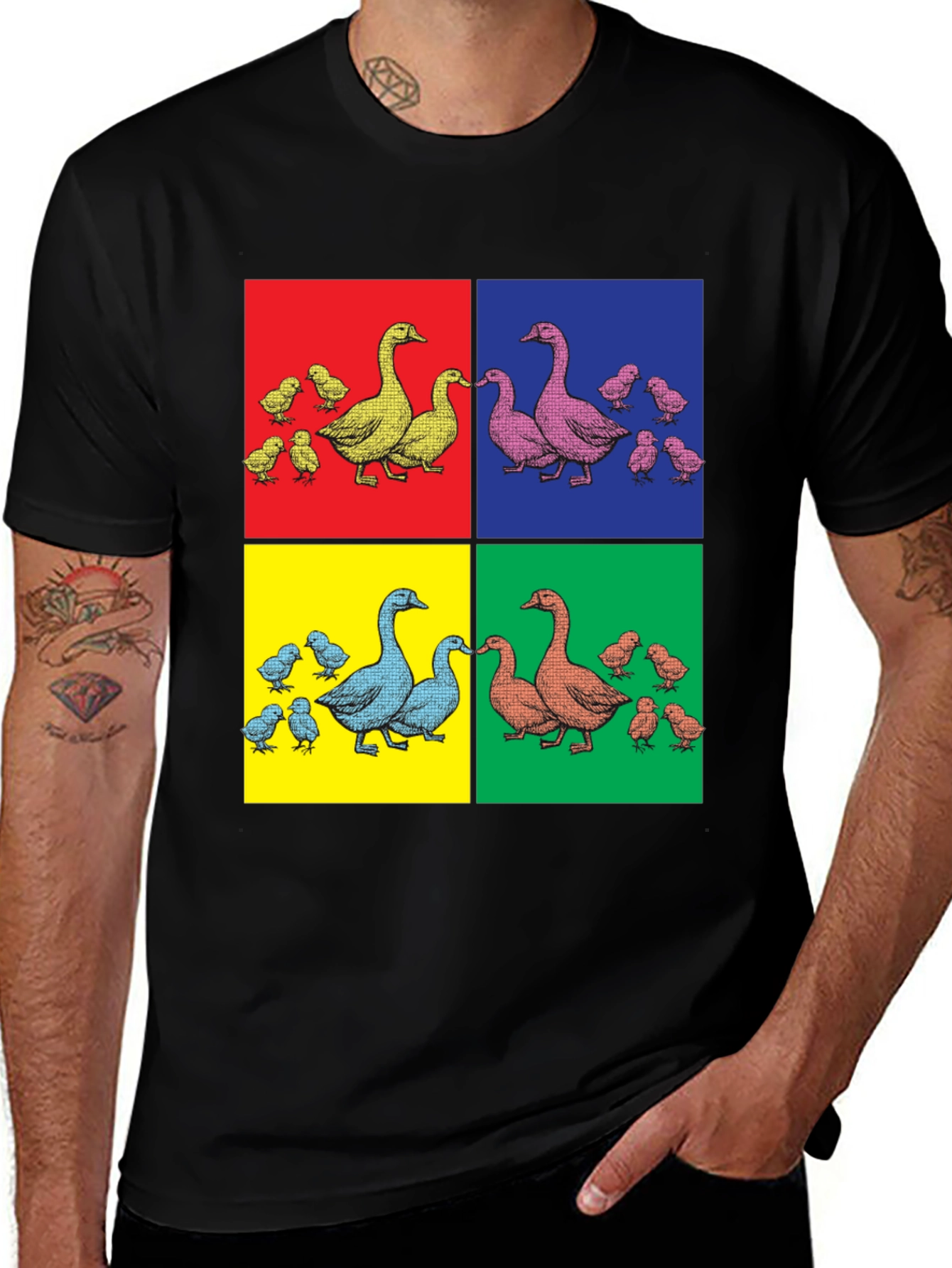 Variant 3 of Pop Art Goose Family T-Shirt - Quirky & Colorful