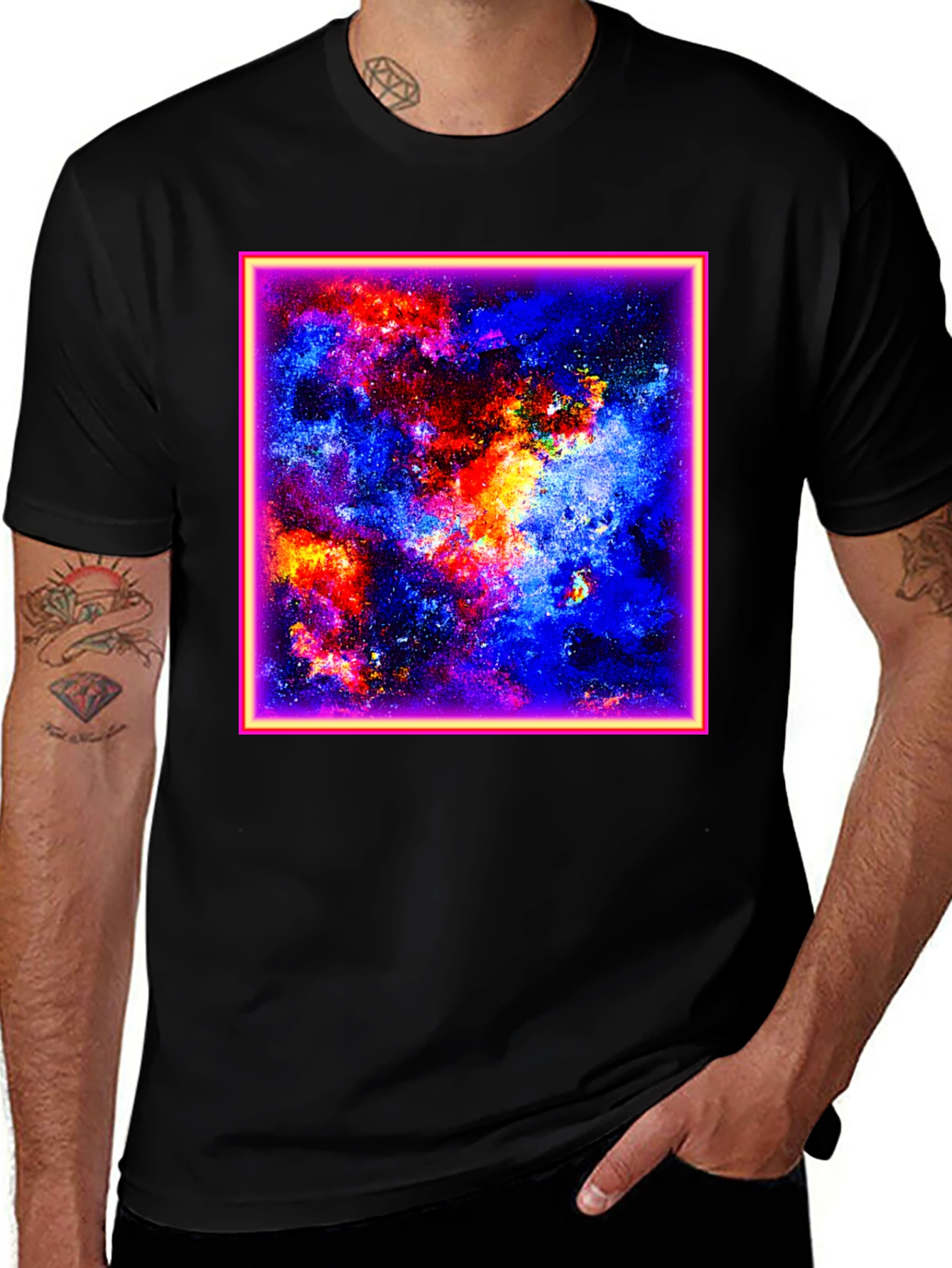 Variant 17 of Cosmic Nebula Graphic Tee - Black Cotton Blend