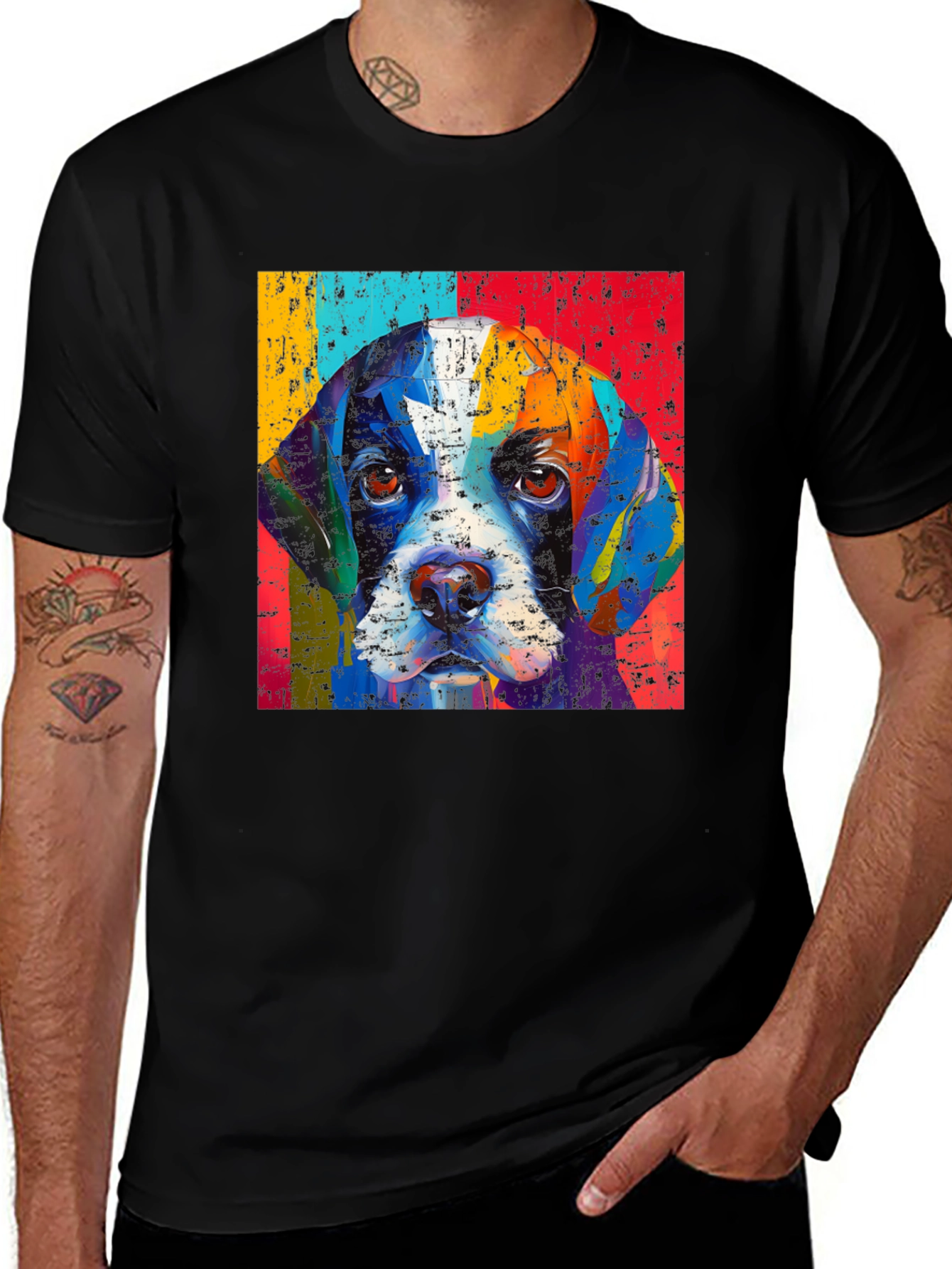 Variant 15 of Dog Art Graphic Tee - Black
